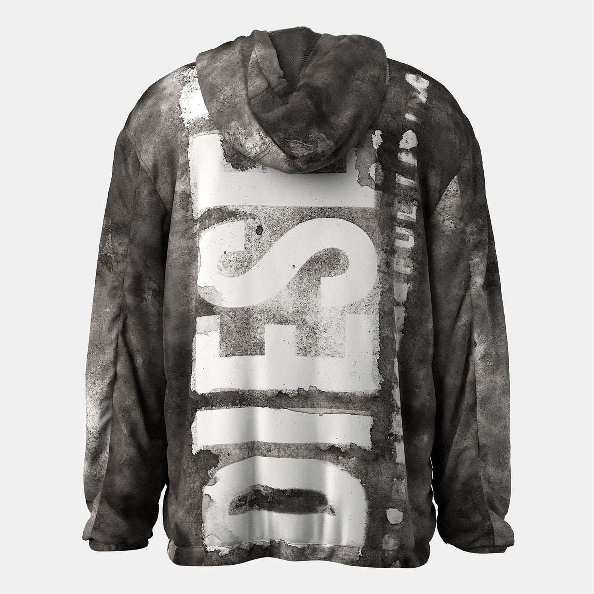 Diesel Wart Marble Patterned Hooded Zipped Pocket Bomber Jacket