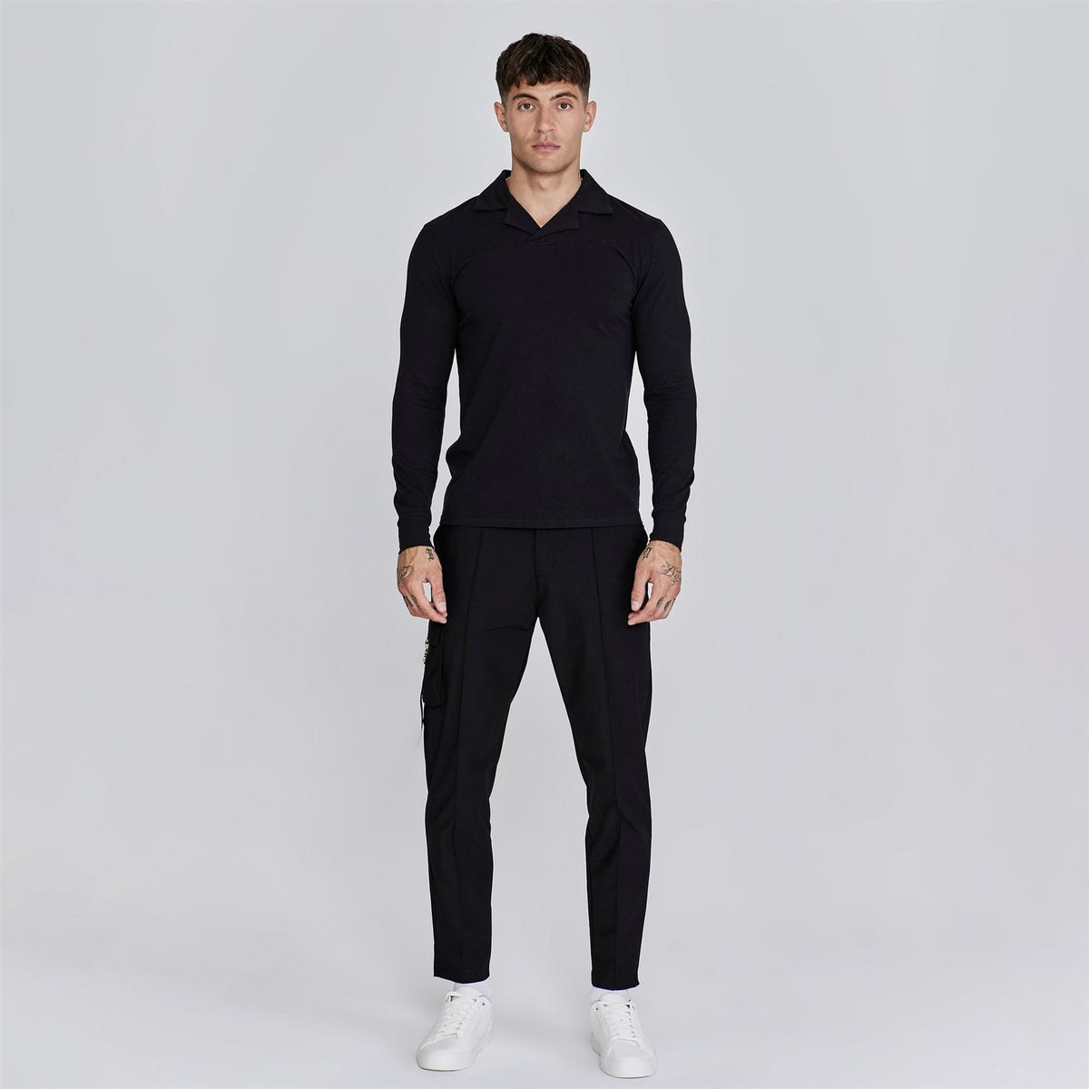 SikSilk Long Sleeve Slim Fit Polo Shirt