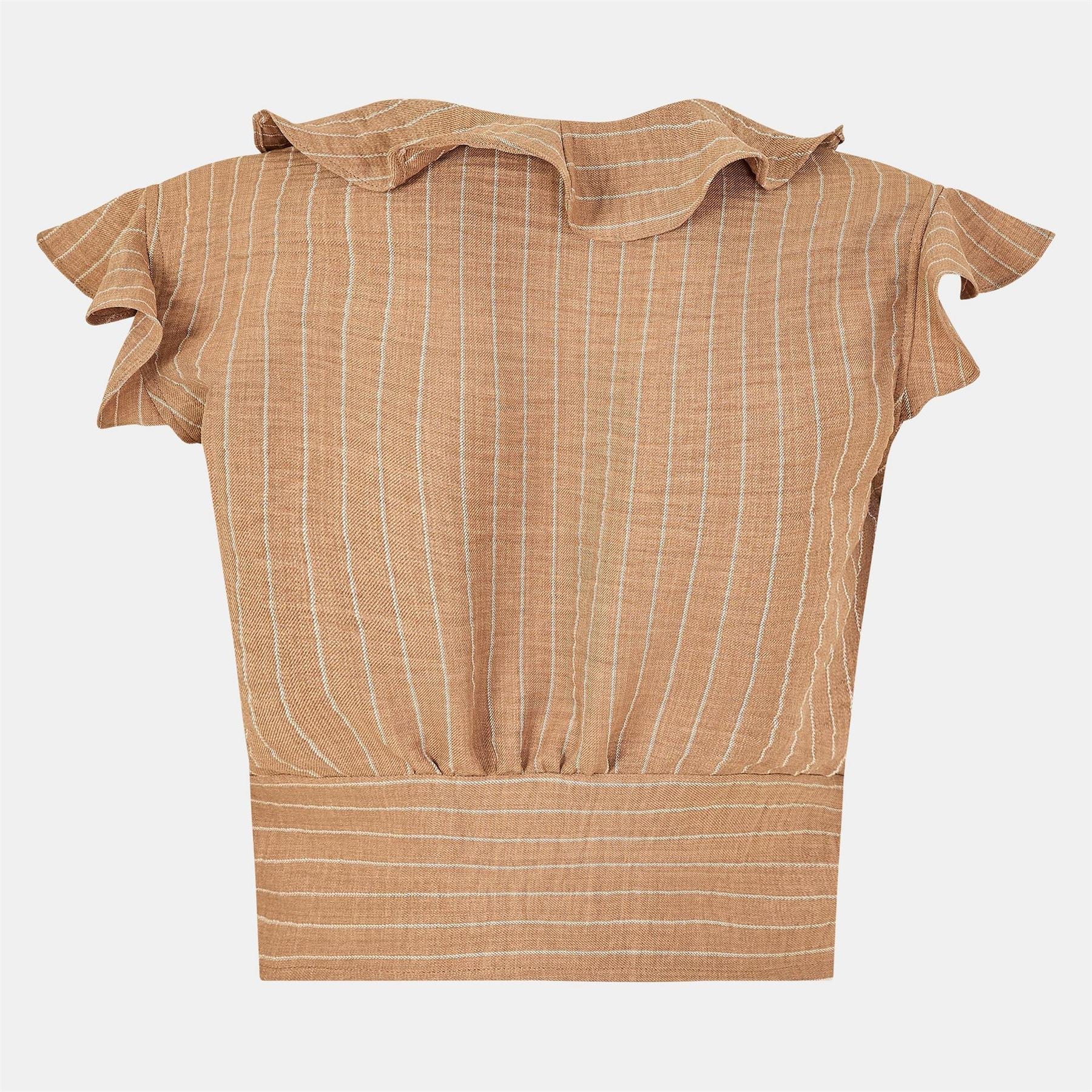 Biba Striped Ruffle Sleeve Waistcoat
