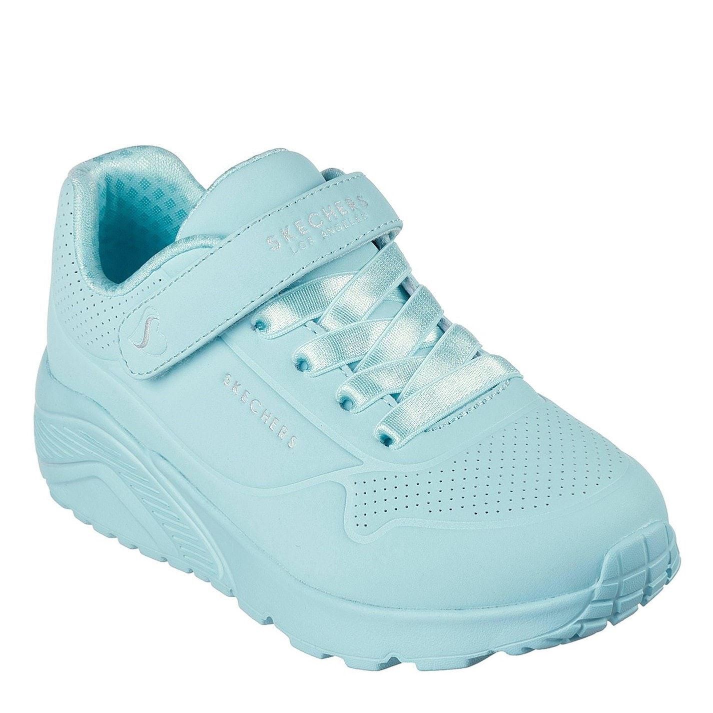 Skechers Duraleather W Metallic Heel Lace Up Low Top Trainers Girls
