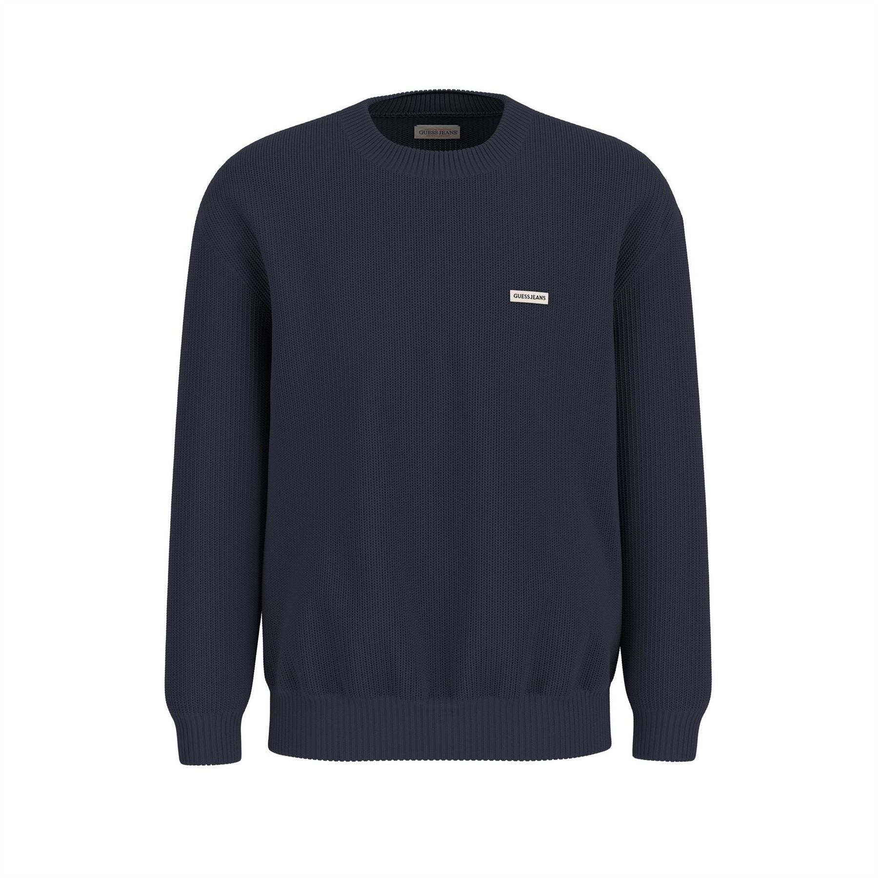 Guess Logo Print Crew Neck Long Sleeve Sweater