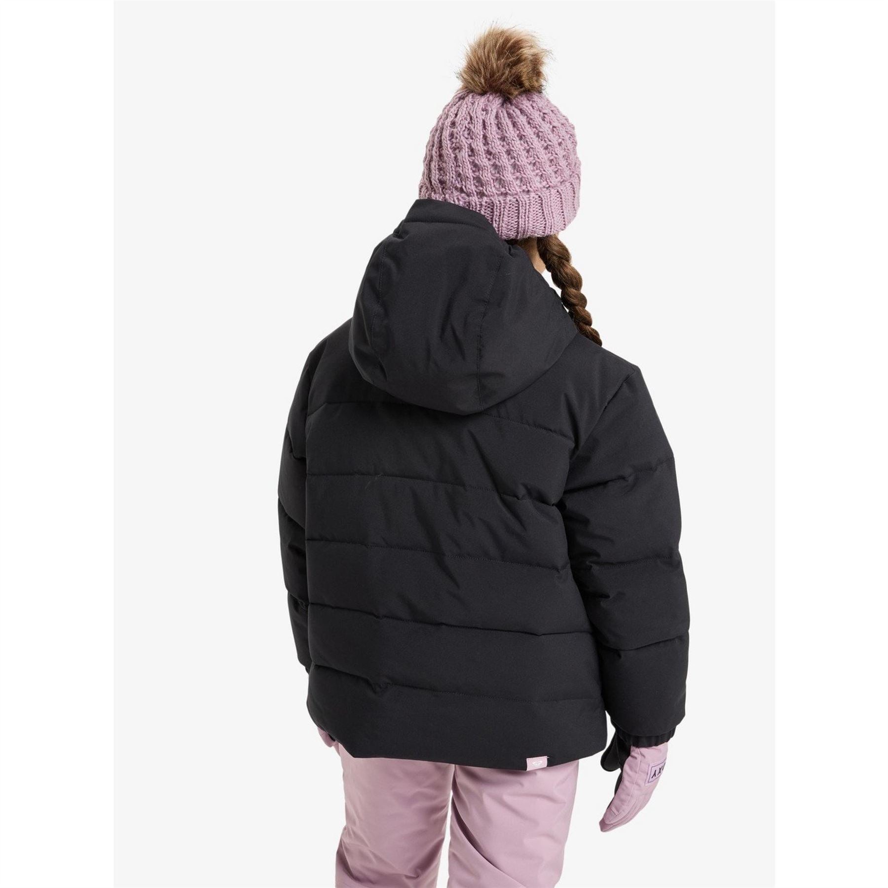 Roxy Snowyhill Solid Patterned Hooded Ski Jacket with Zipped Pocket