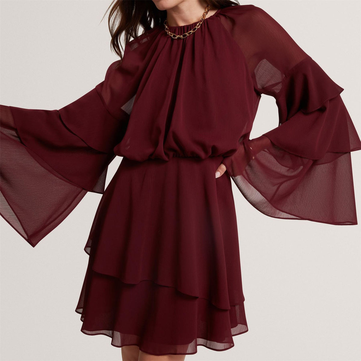 Ted Baker Baker Frill Trim Long Sleeve Mini Dress