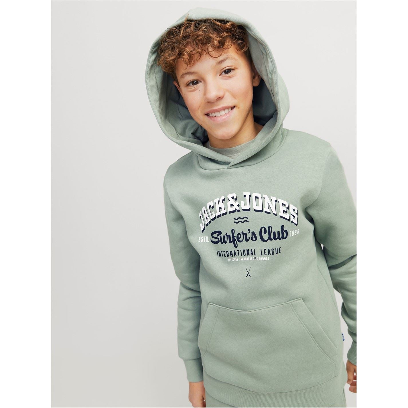 Jack and Jones Logo Print Hooded Neck Kangaroo Pocket Sweatshirt