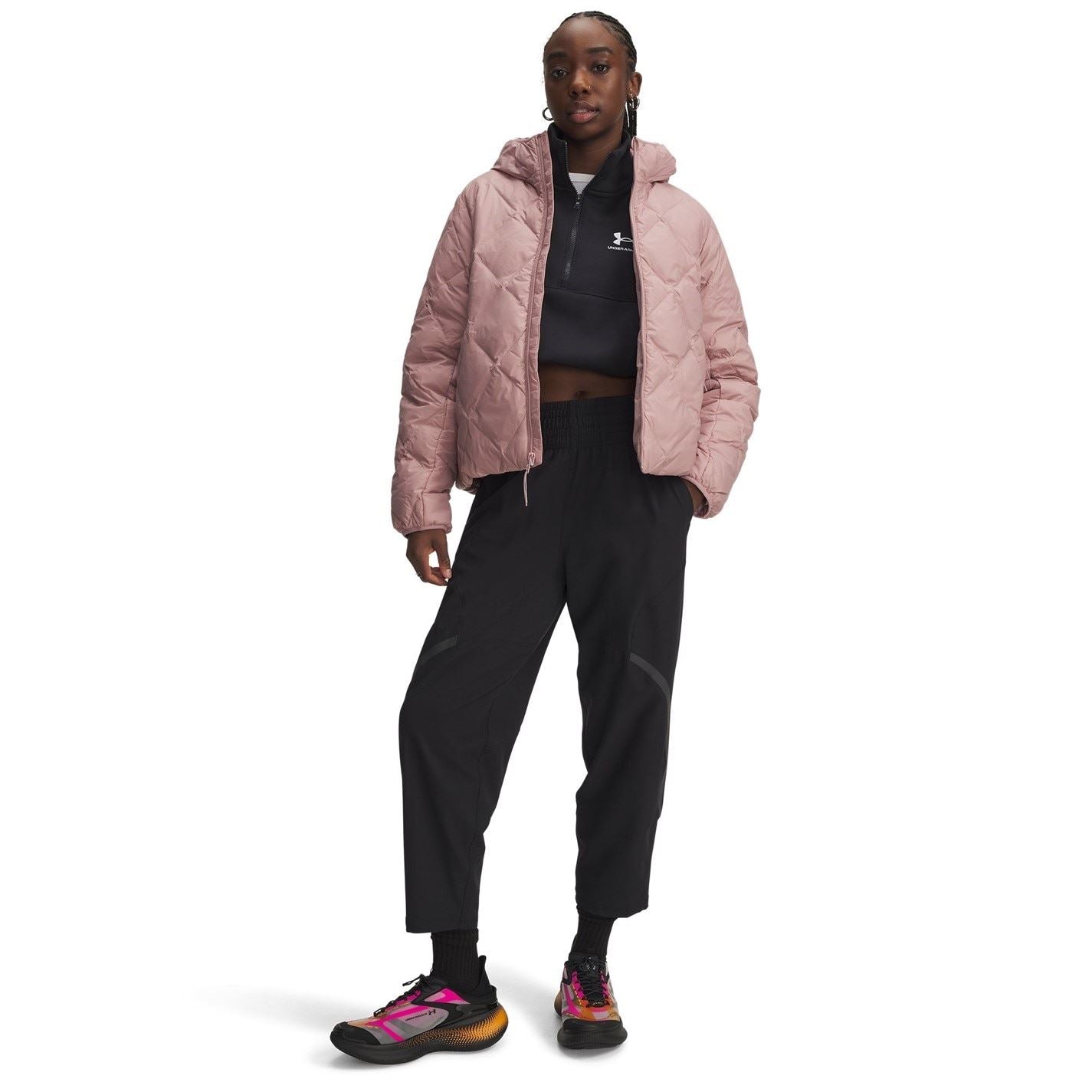 Under Armour Legend Solid Patterned Hooded Drawstring Down Jacket