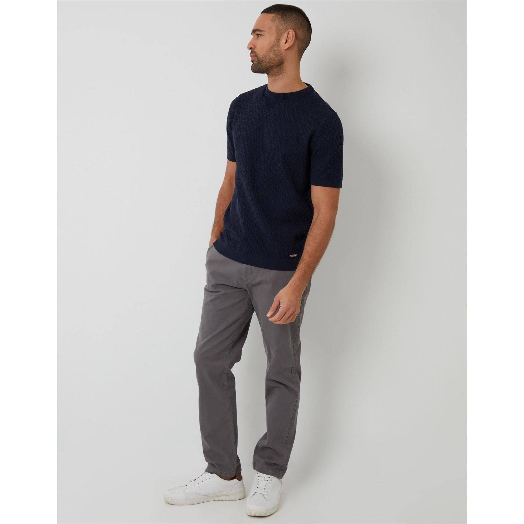 Threadbare Crew Neck Ribbed Collar Short Sleeve T-Shirt