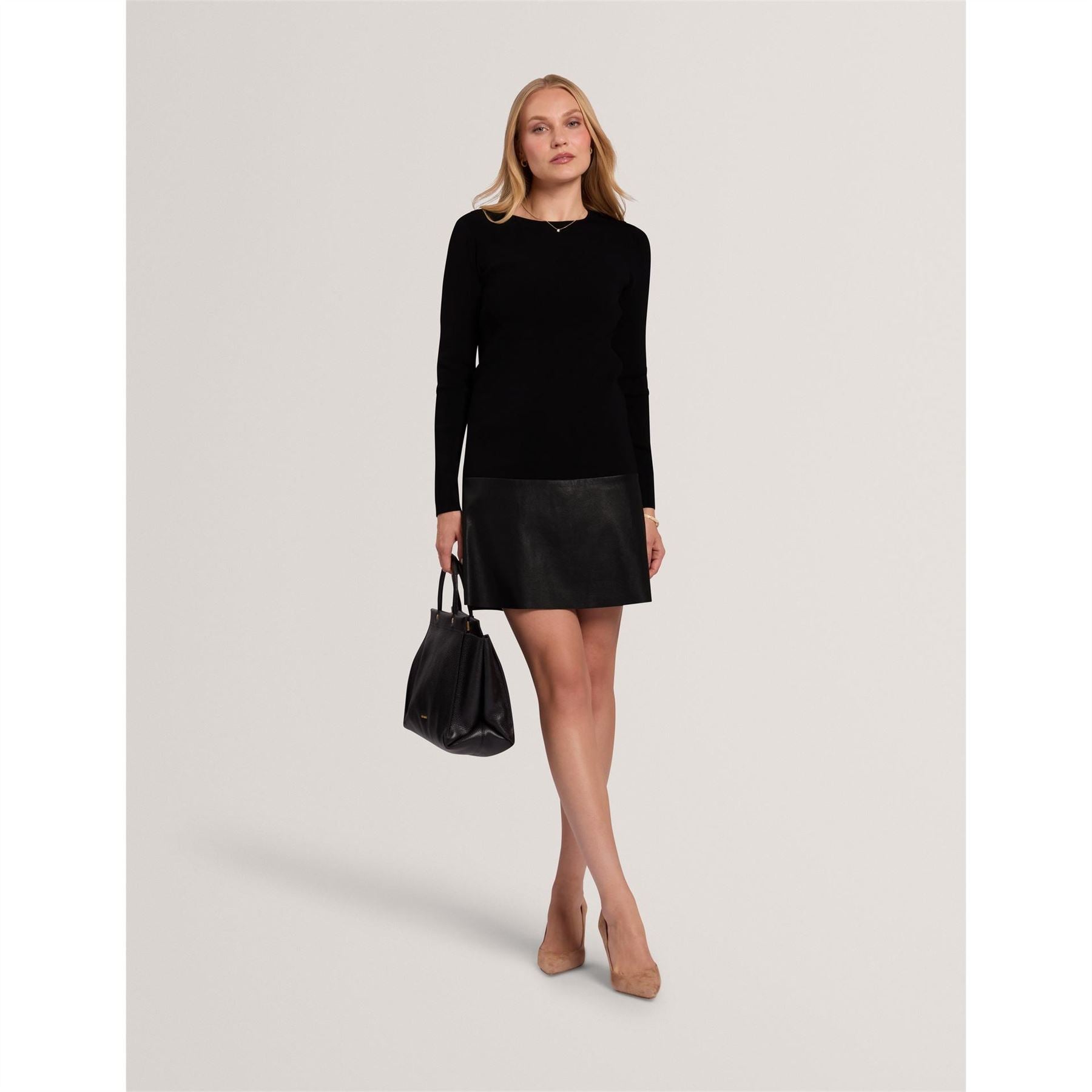 Ted Baker Crew Neck Long Sleeve Mini Shift Dress