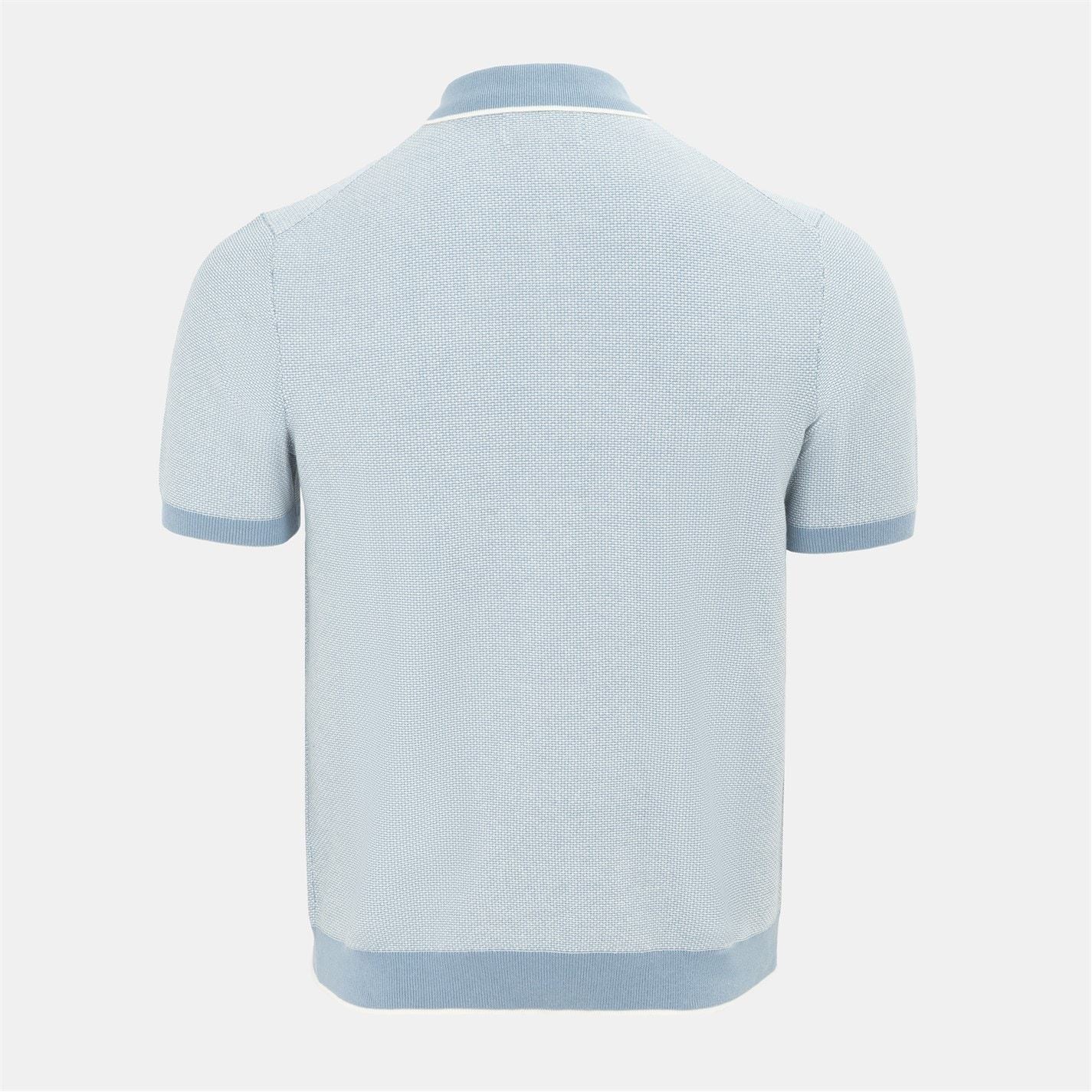 Firetrap Mens Quarter Short Sleeve Ribbed Knit Button Polo