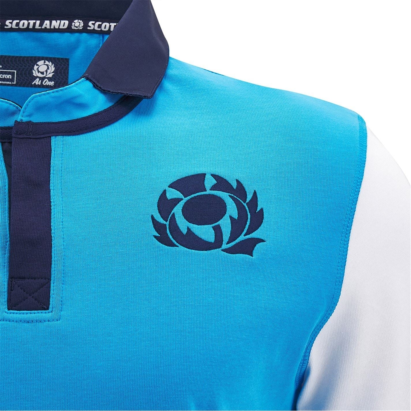 Macron Scotland Rugby Away Long Sleeve Cotton Shirt 2024 Adults