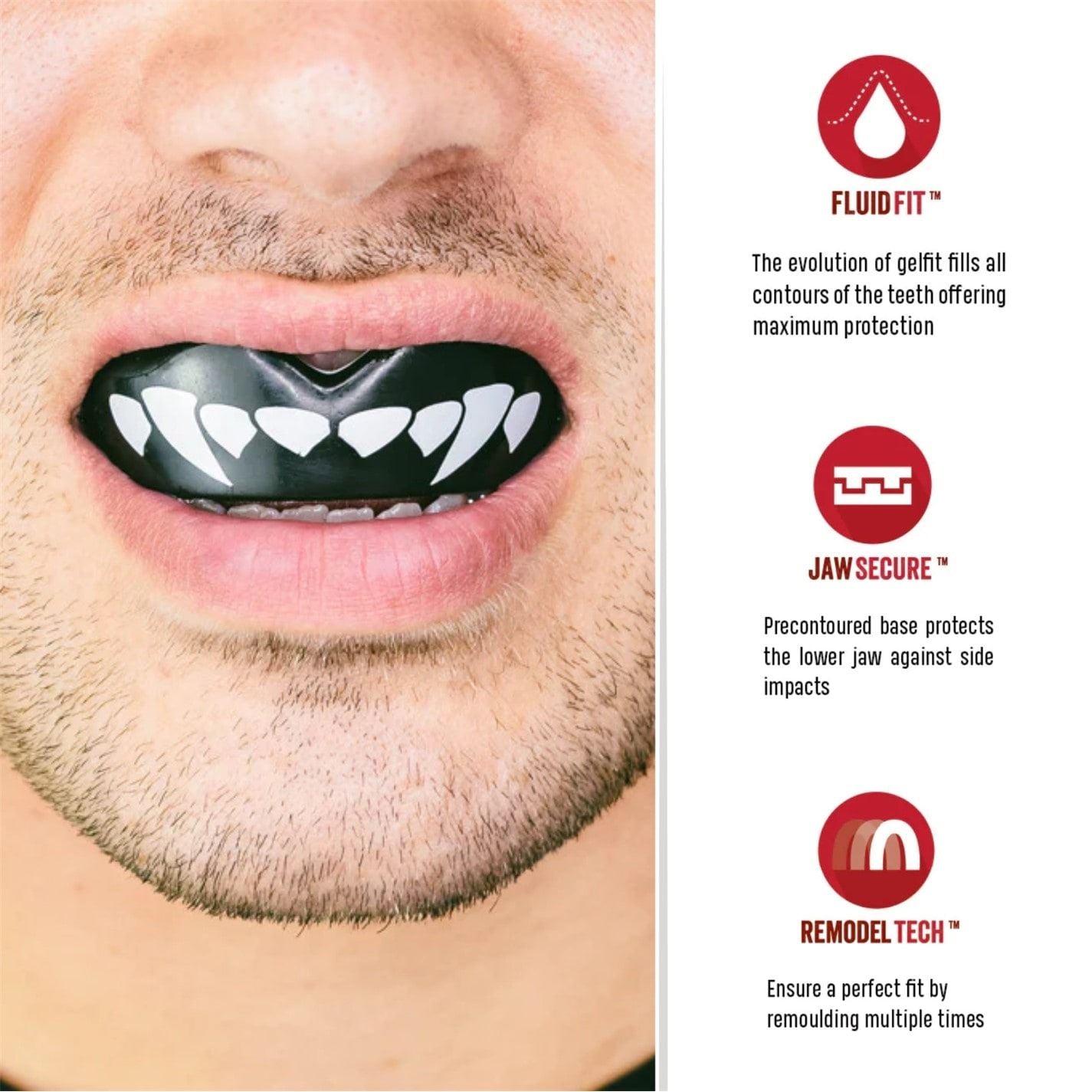 Safejawz Extro Series Black Fangz Sports Mouthguard