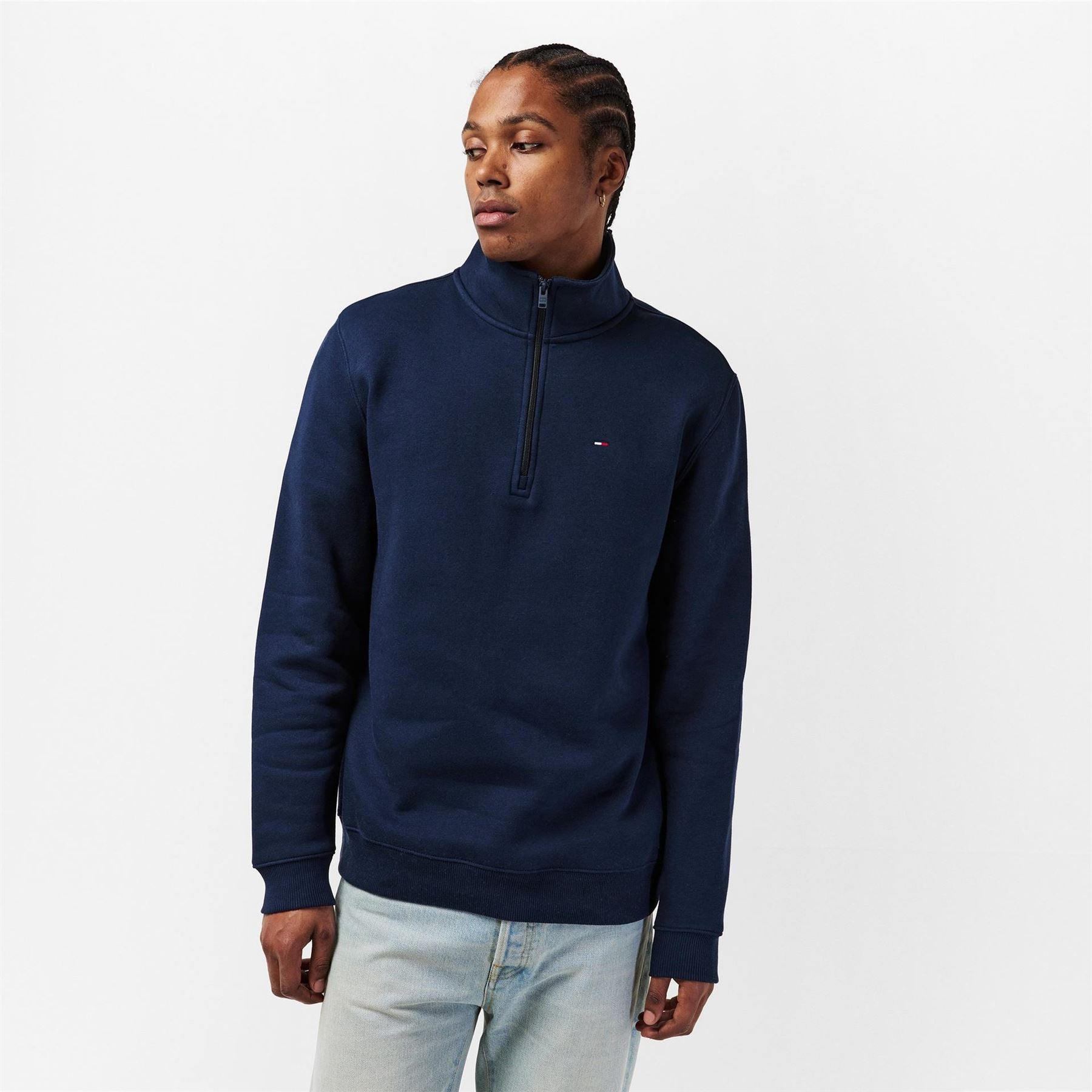 Tommy Jeans Flag Graphic Zip Neck Long Sleeve Sweatshirt