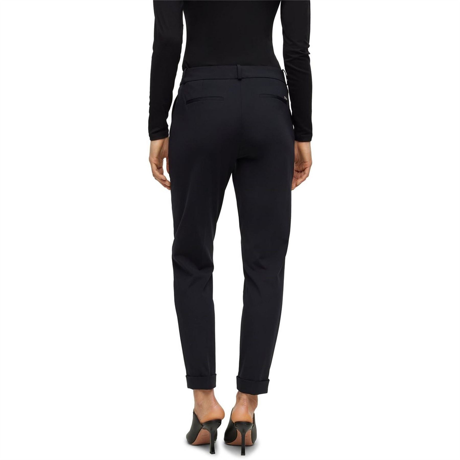 Boss Solid Patterned Roll Up Cuff Trousers