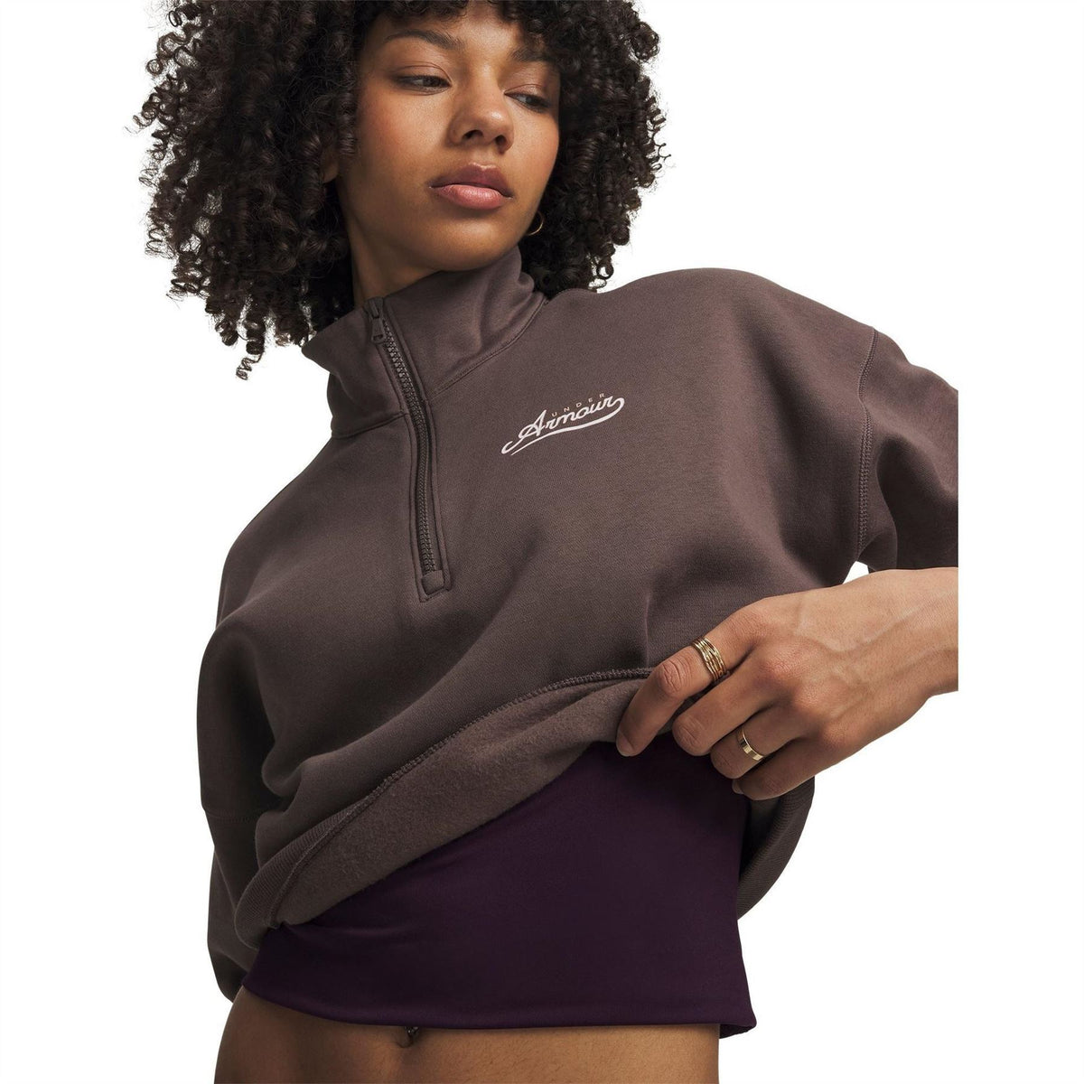 Under Armour UA Rival Lettering Zip Neck High Collar Sweatshirt
