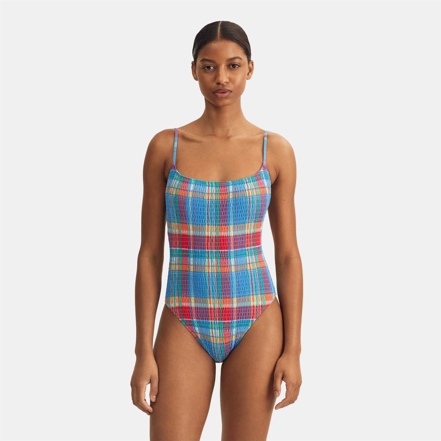 Polo Ralph Lauren Plaid Patterned One Piece Swimsuit