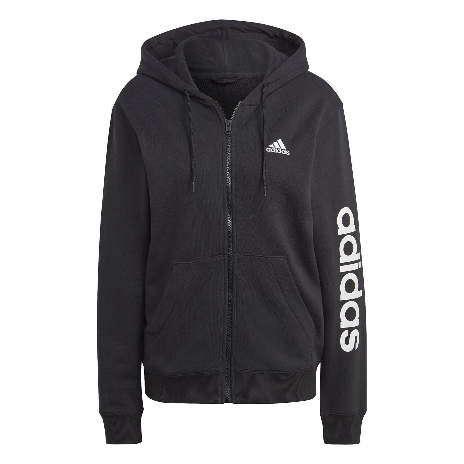 adidas Womens Essentials Linear Full Zip French Terry Hoodie