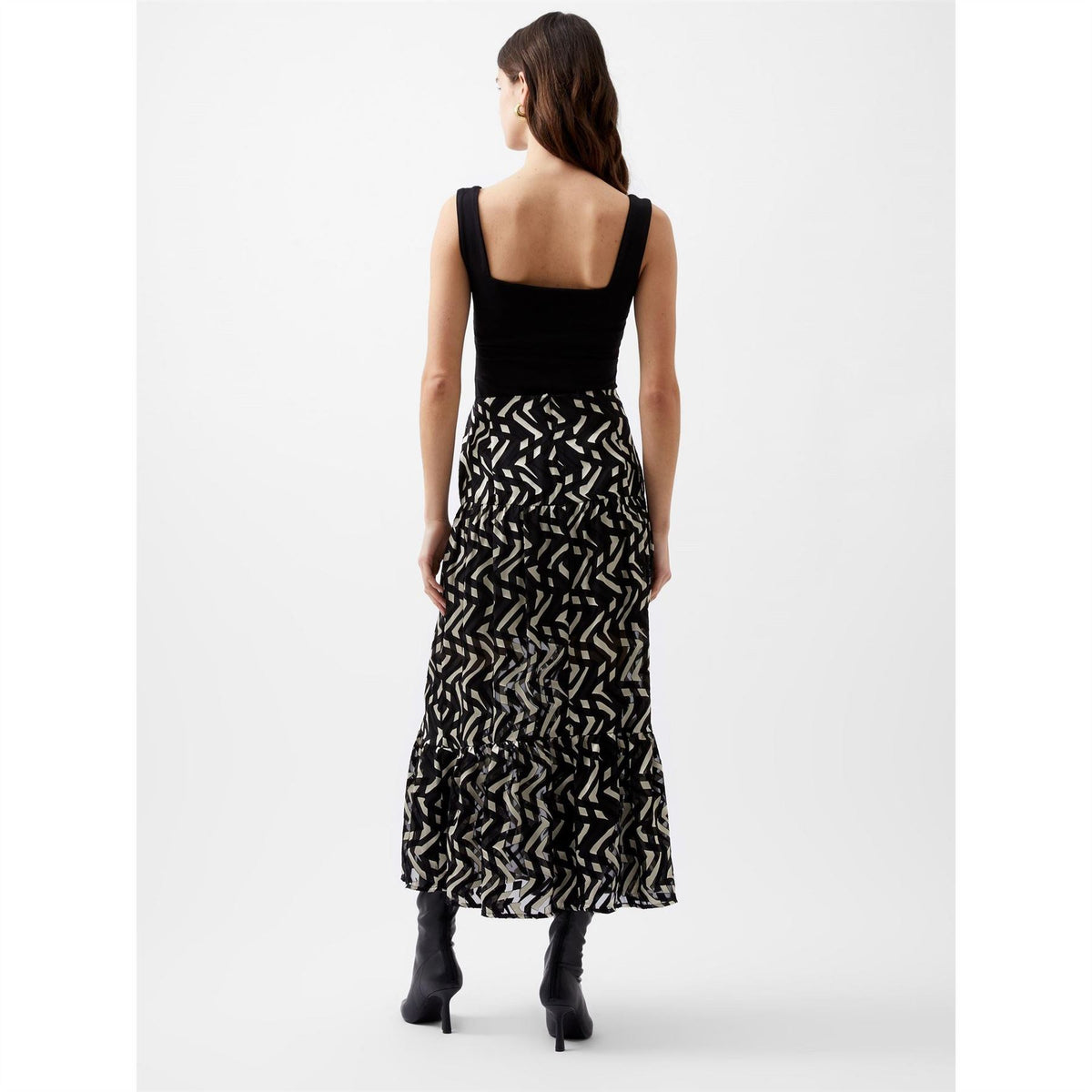French Connection Diandra Maxi Tiered Geometric Patterned Skirt