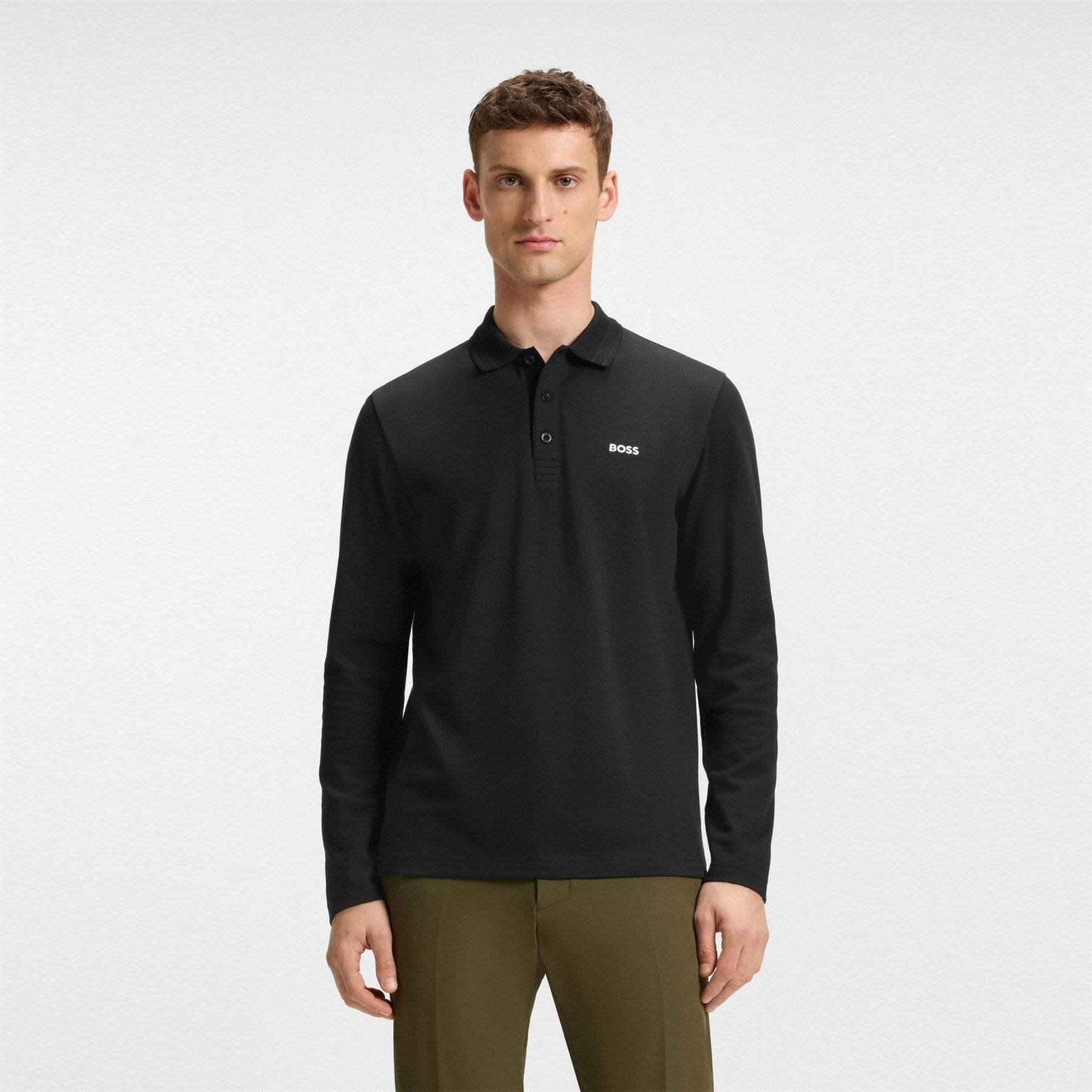 Boss BOSS GREEN Long Sleeve Polo Top with Logo Detail (Plisy)