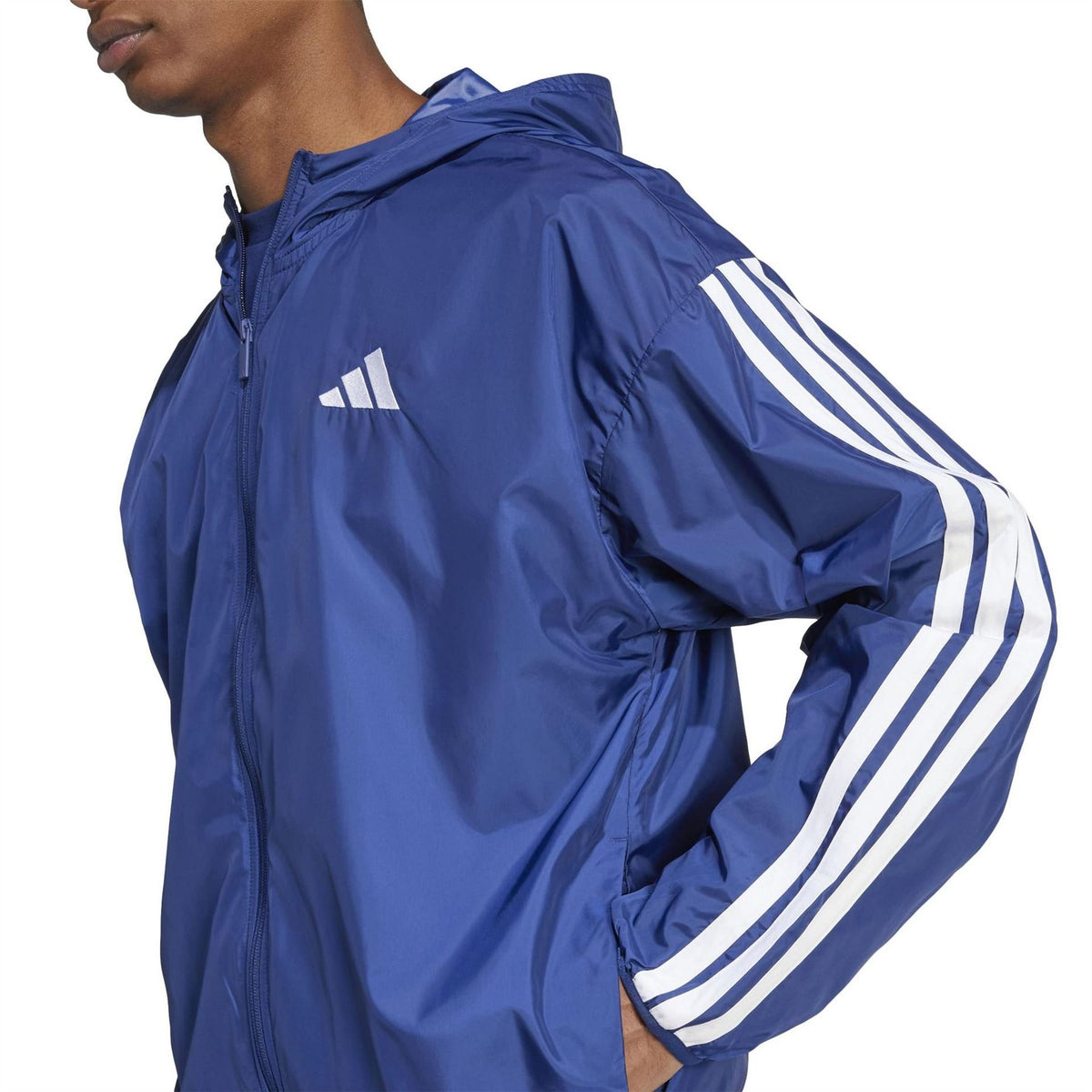 adidas Hooded Neck Windbreaker with Side Stripes and Bold Logo