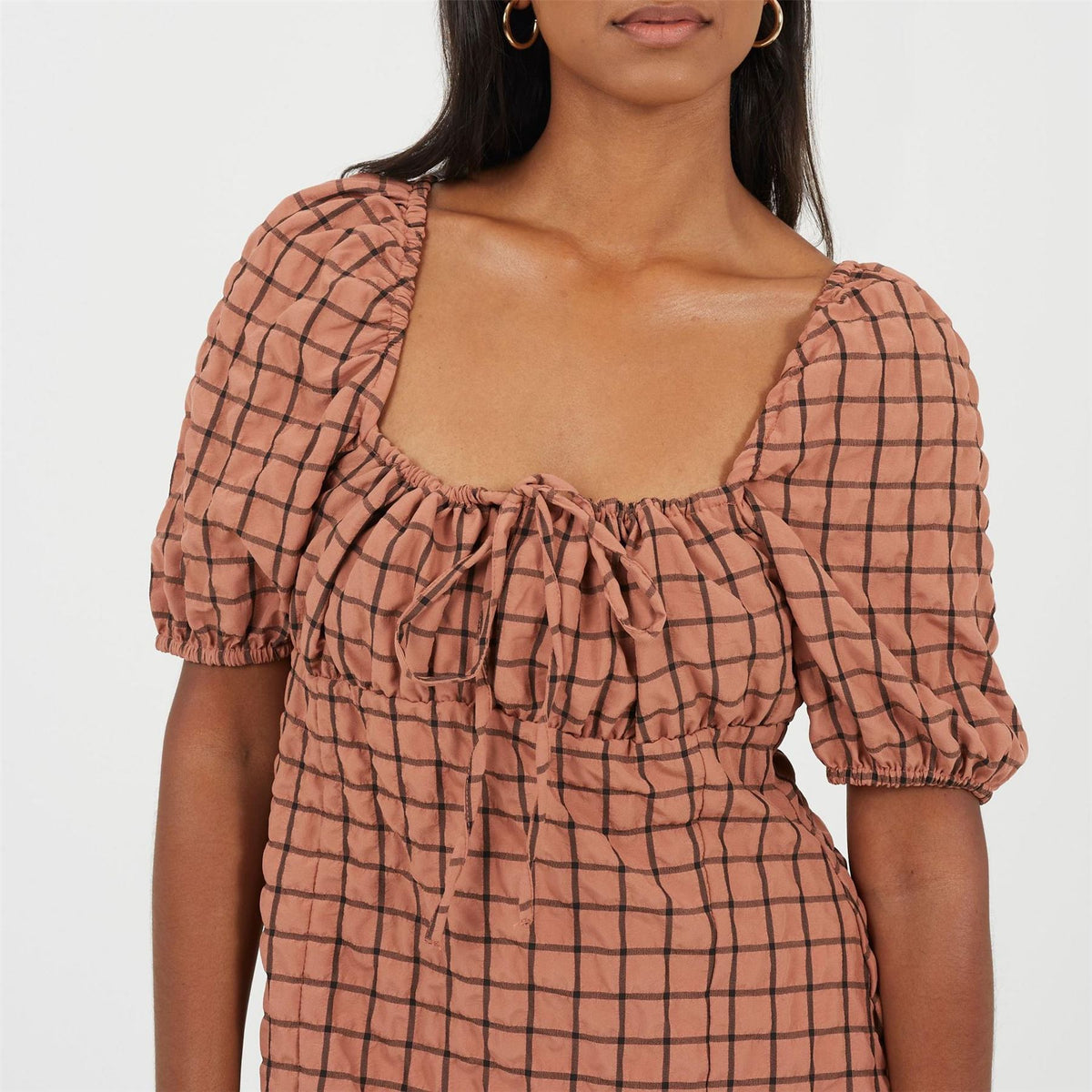 Brave Soul Puff Sleeve Square Neck Mini Dress