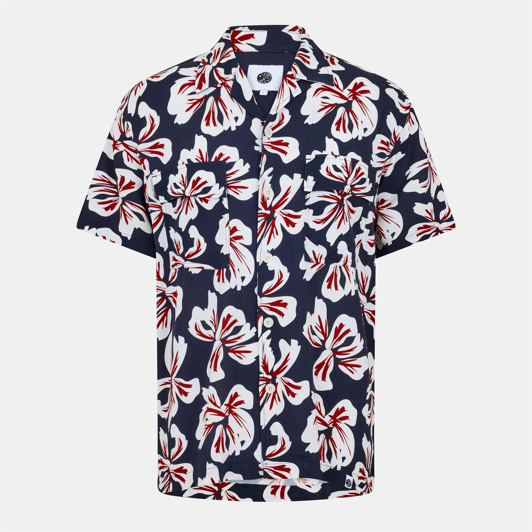 Pretty Green Bauhaus Cuban Collar Short Sleeve Plain Shirt