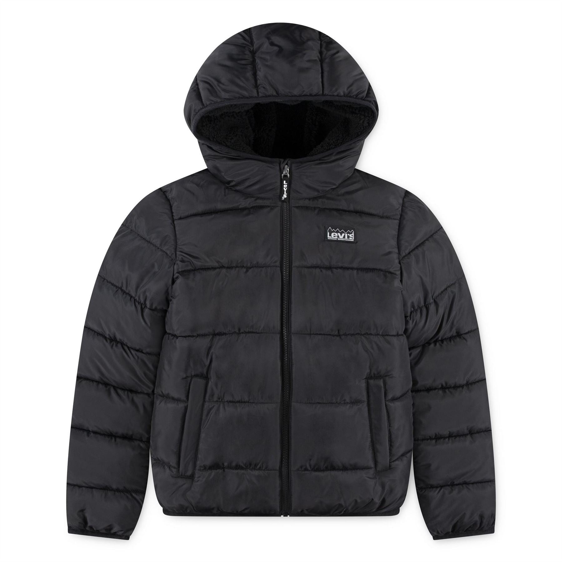 Levis Hooded Solid Patterned Puffer Jacket