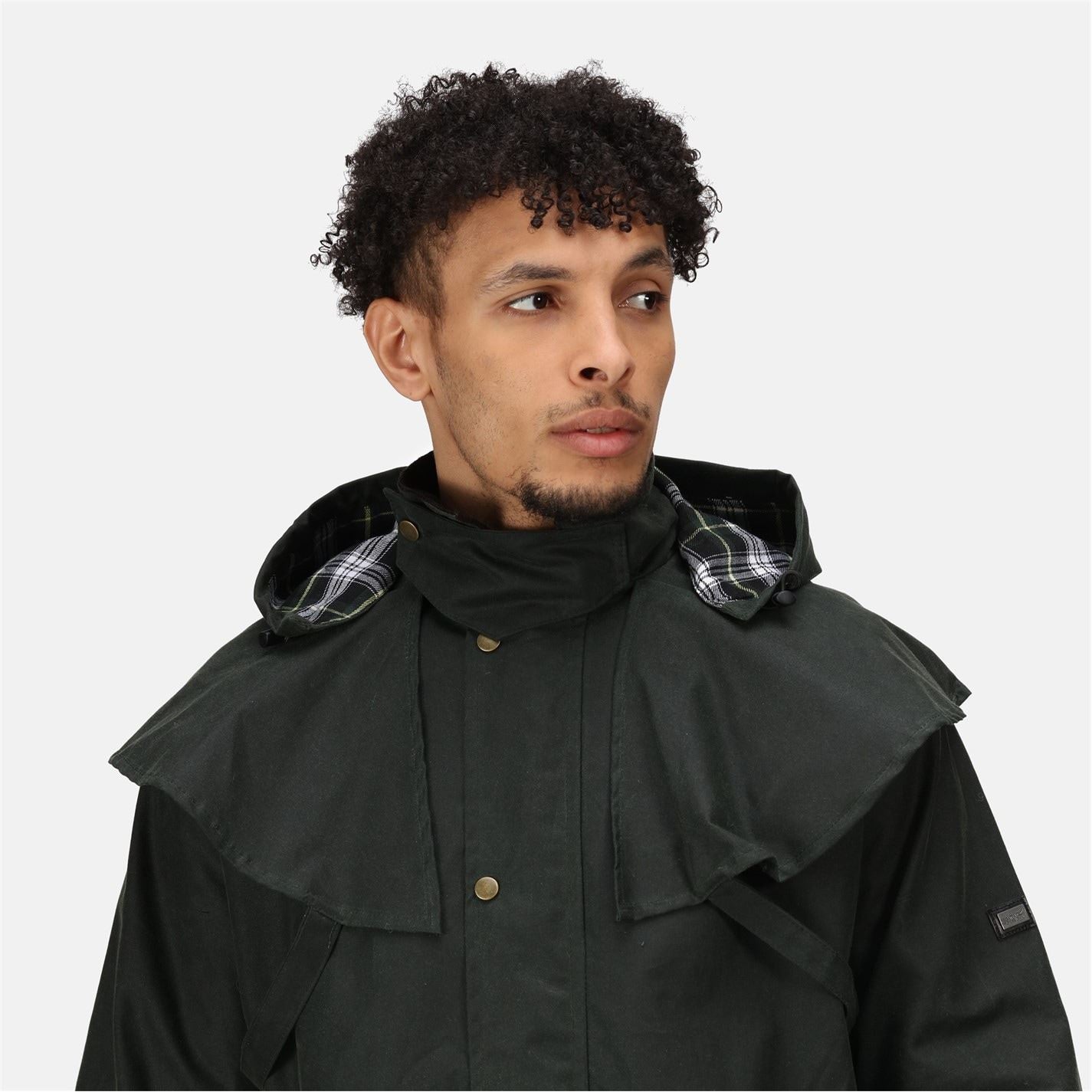 Regatta Solid Patterned Snap Button Hooded Waxed Jacket