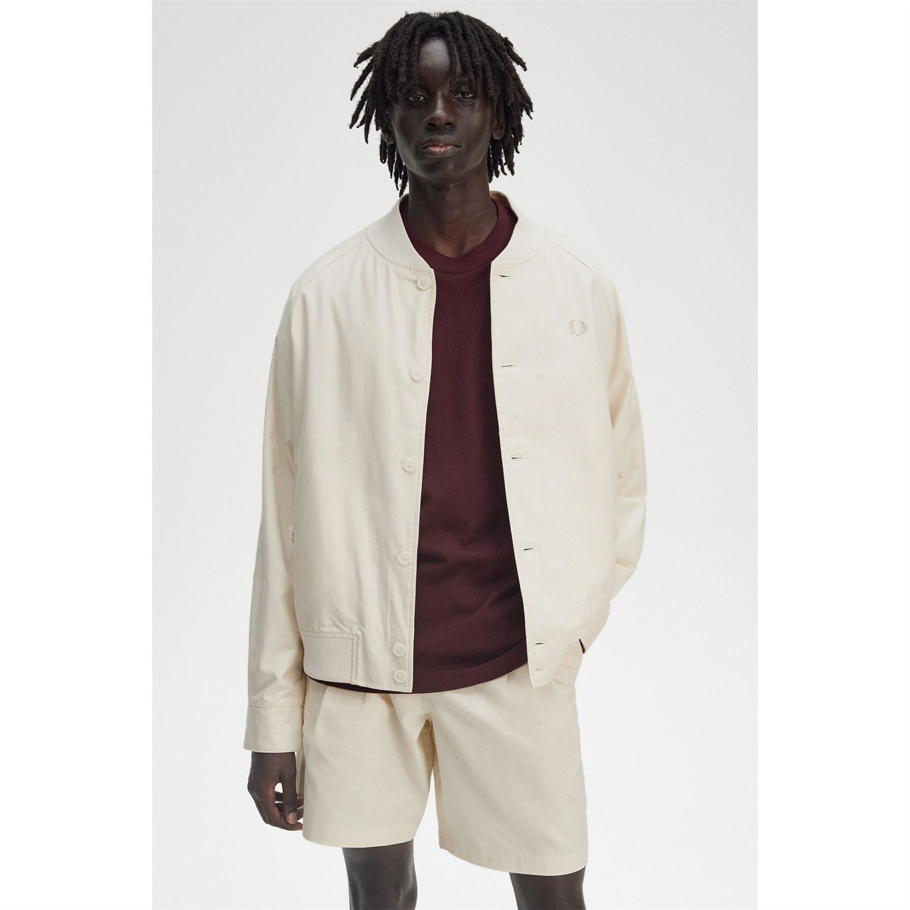 Fred Perry Twill Tennis Cotton Button Up Varsity Jacket