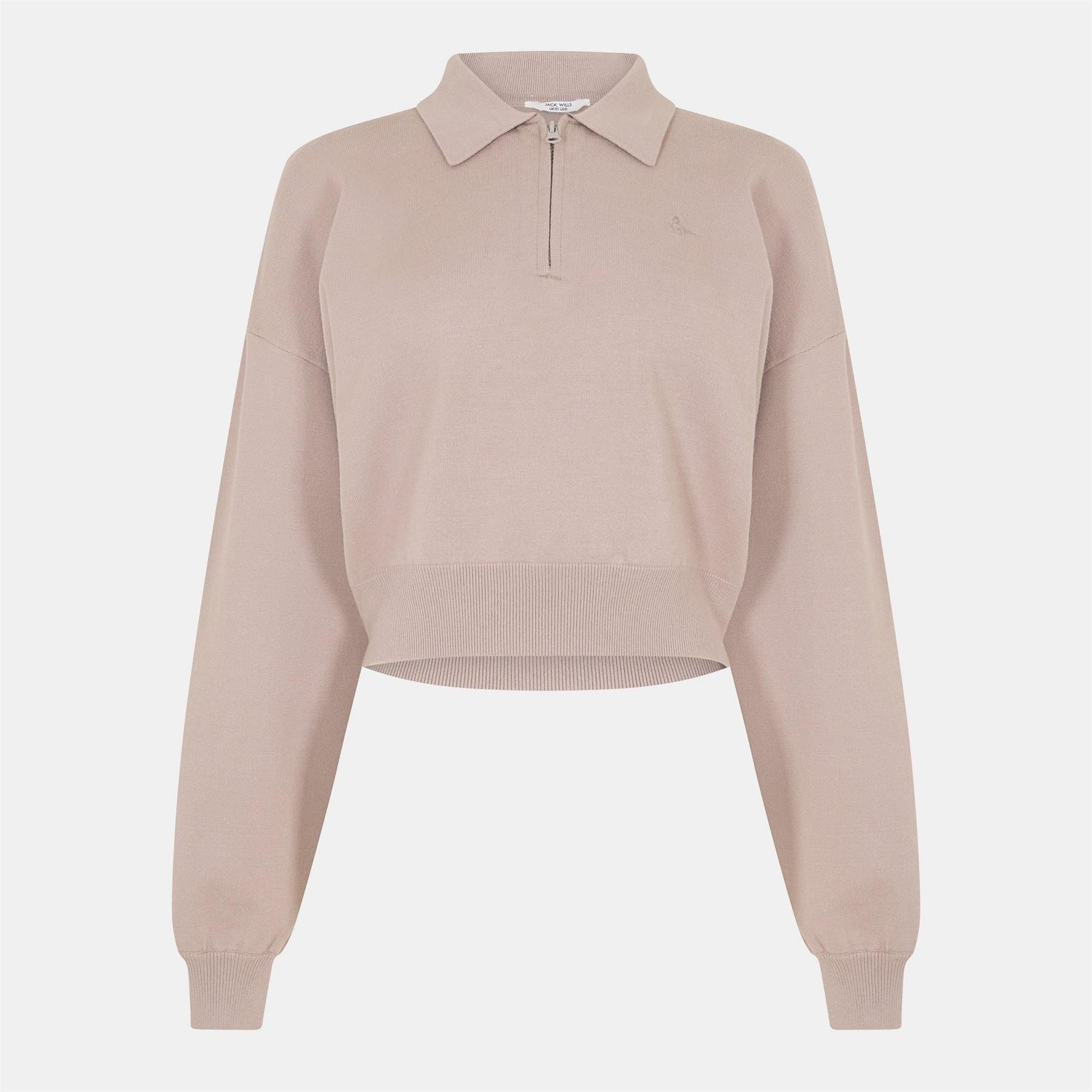 Jack Wills Cropped Quarter Zip Knitted Top