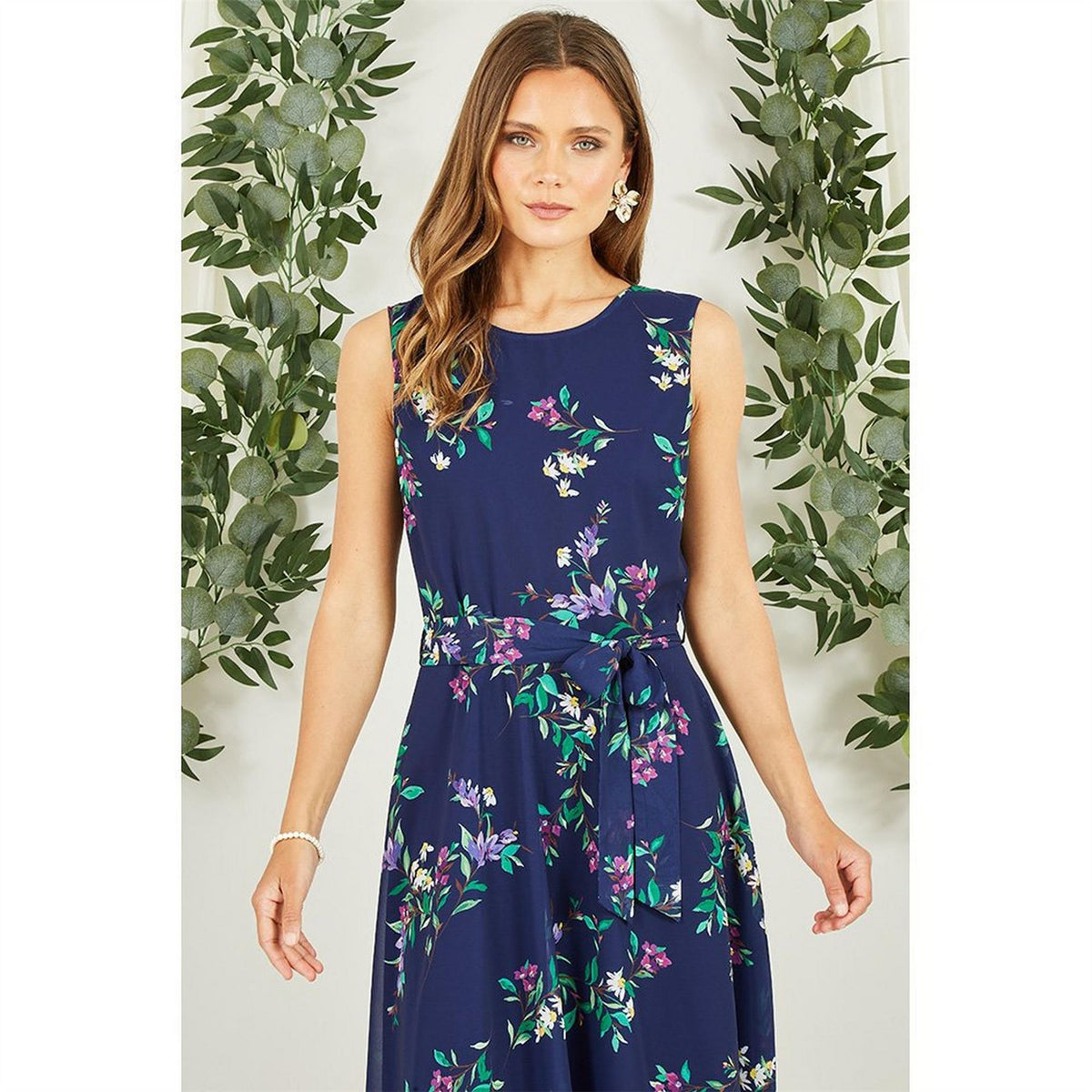 Yumi Floral Print Midi Skater Dress