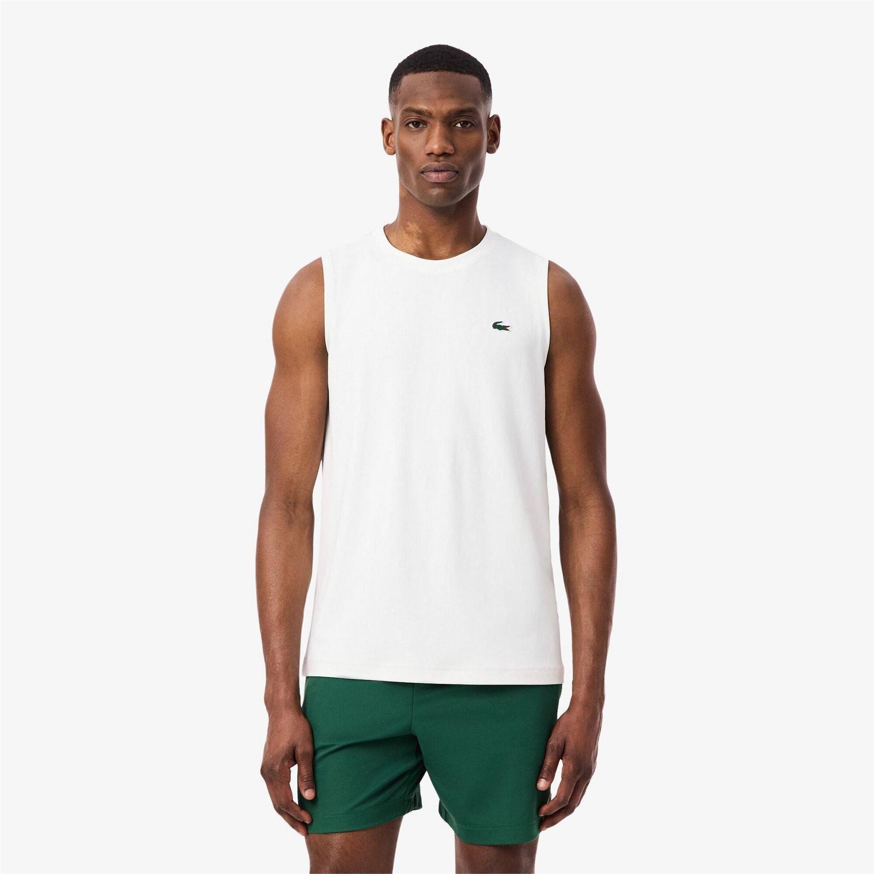 Lacoste Crocodile Print Crew Neck Sleeveless Tank