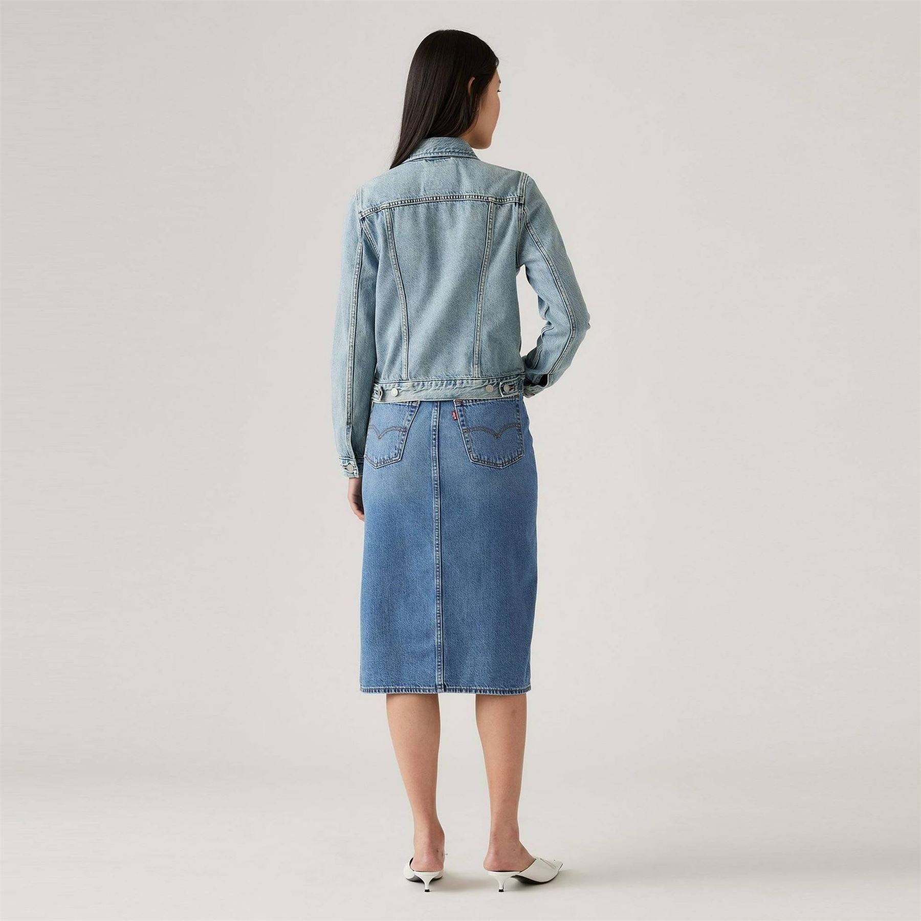 Levis Ex Boyfriend Trucker Cotton Long Sleeve Point Collar Denim Jacket