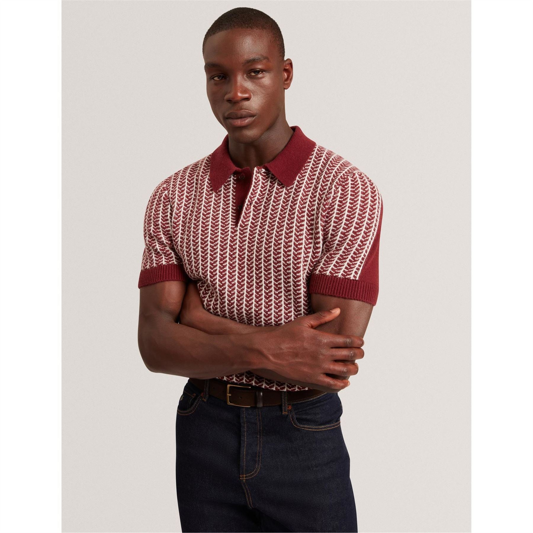 Ted Baker Herringbone Short Sleeve Polo Shirt