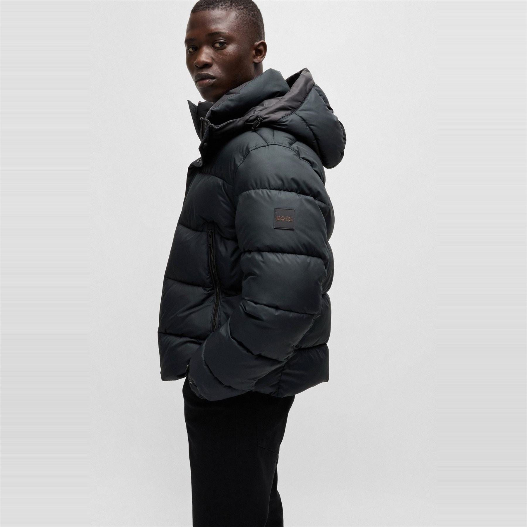 Boss Omaris Water Repellent Hooded Long Sleeve Short Puffer Jacket