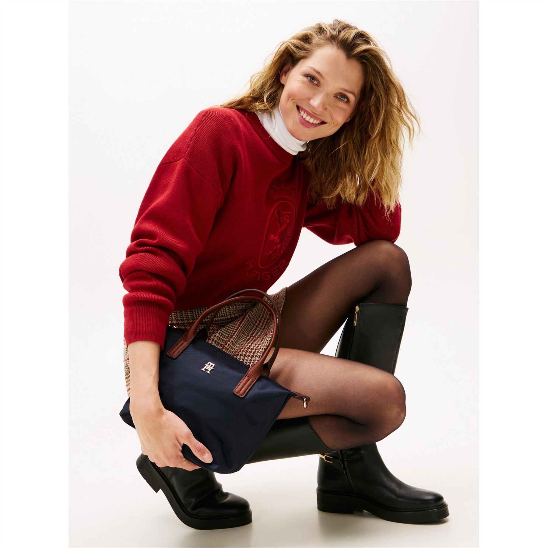 Tommy Hilfiger Popette Mini Trapezoid Tote with Gold Tone Hardware