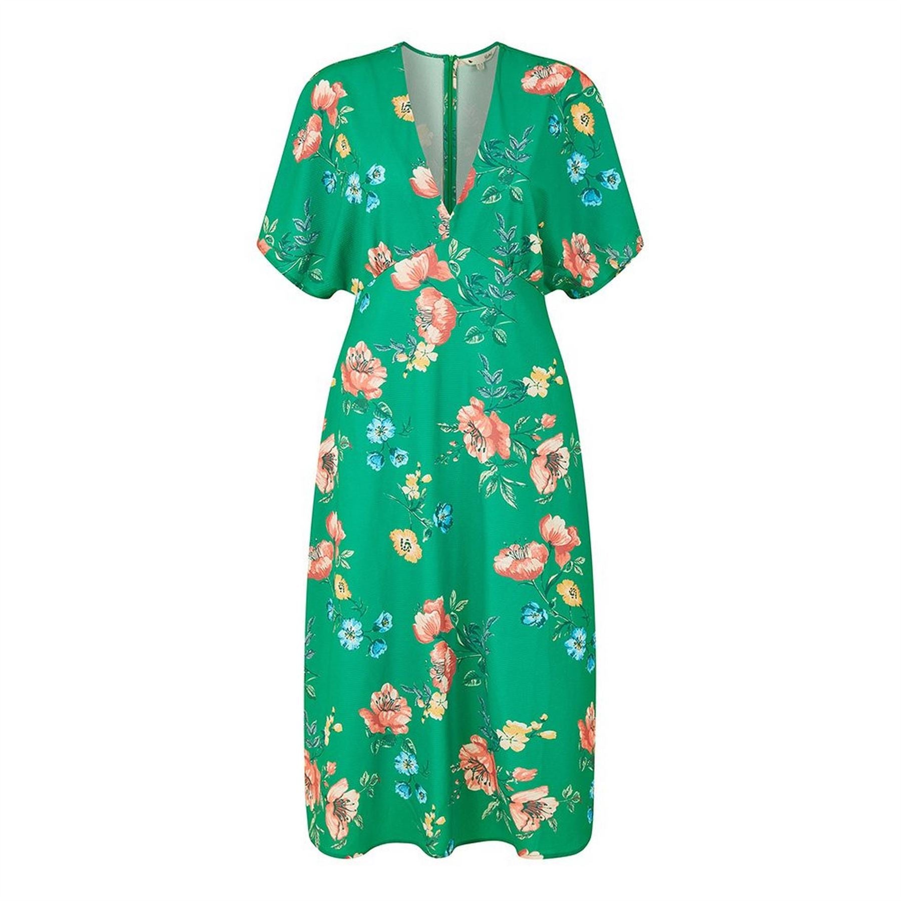 Yumi Navy Floral Kimono Midi Wrap Dress