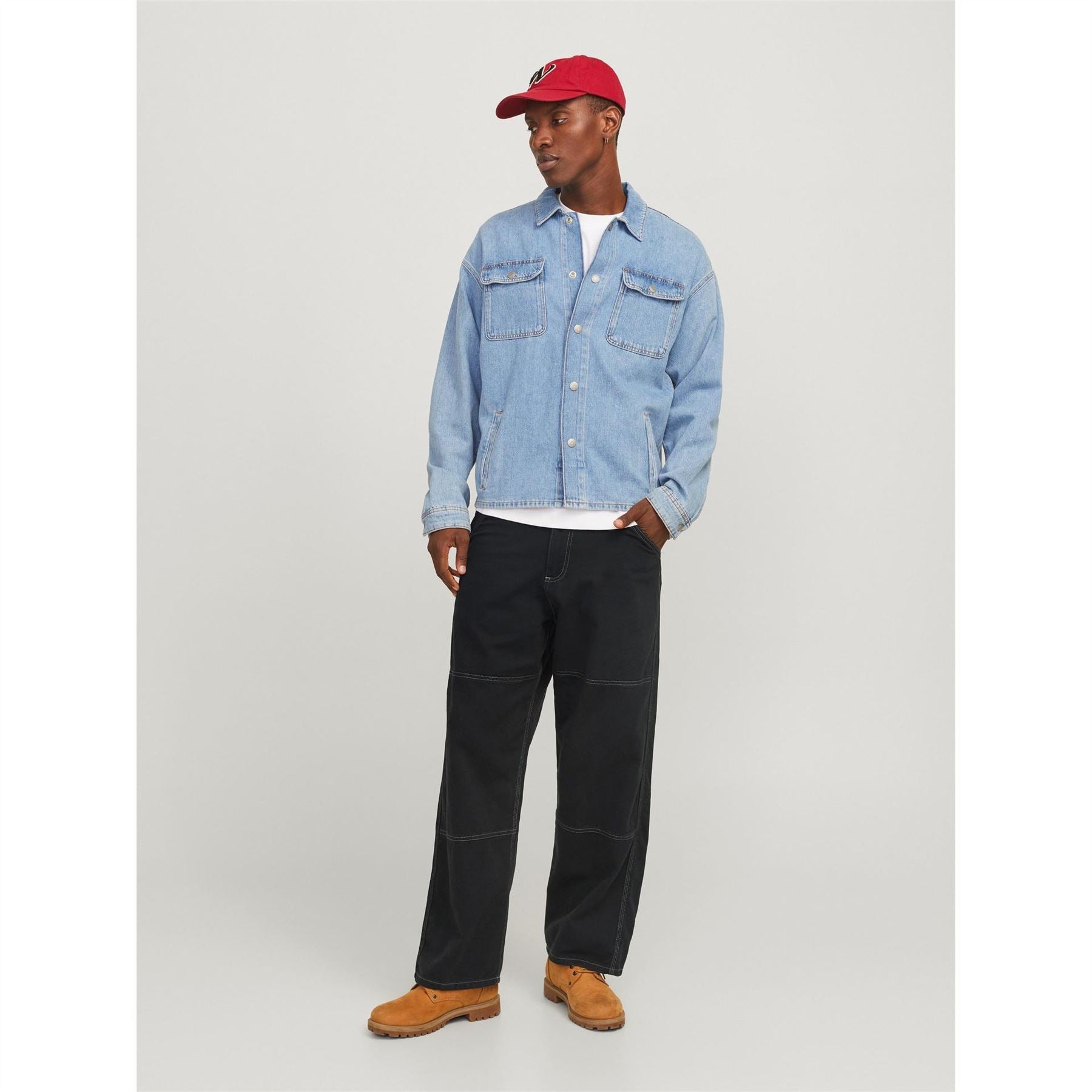Jack and Jones Owen Solid Patterned Wide Leg Cargo Pants
