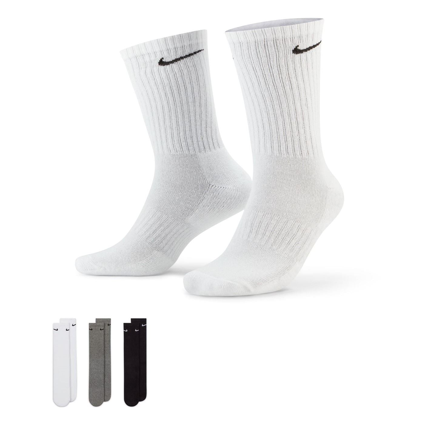 Nike Everyday 3 Pack Cotton Cushioned Crew Socks Unisex