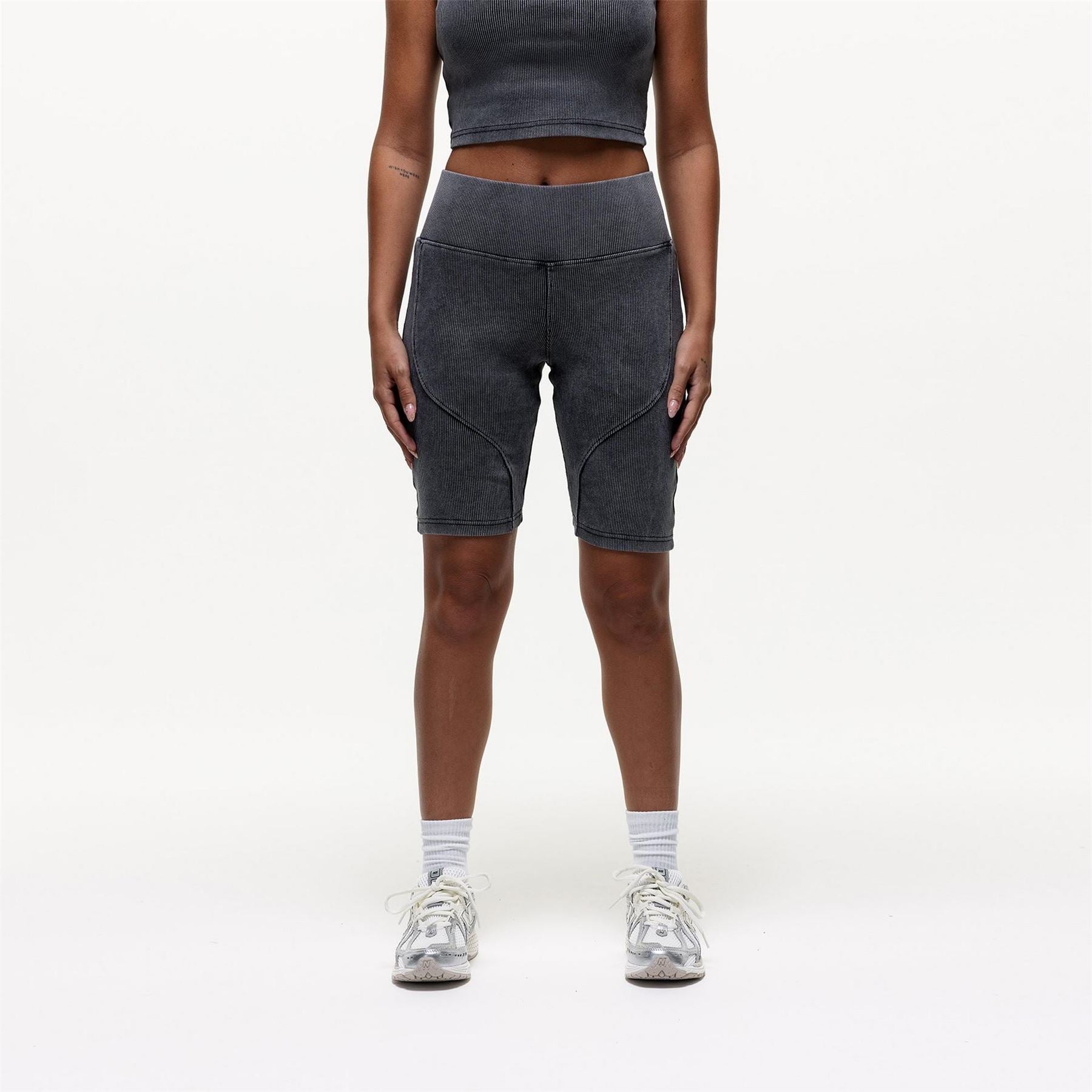 Good For Nothing Ribbed Shorts Acid Wash