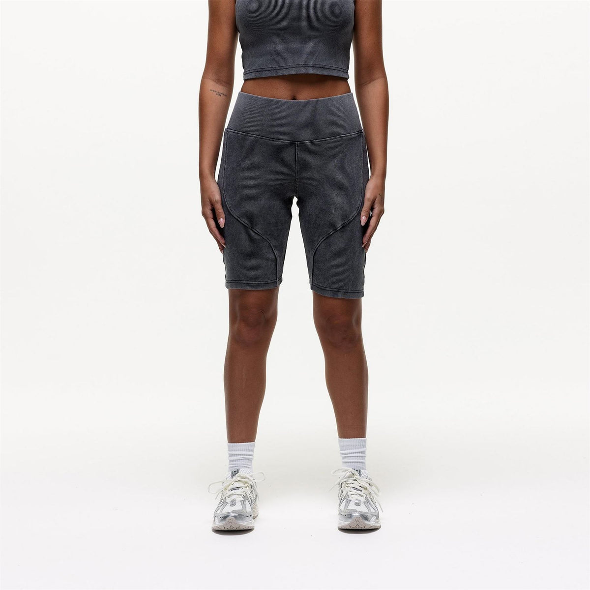 Good For Nothing Ribbed Shorts Acid Wash