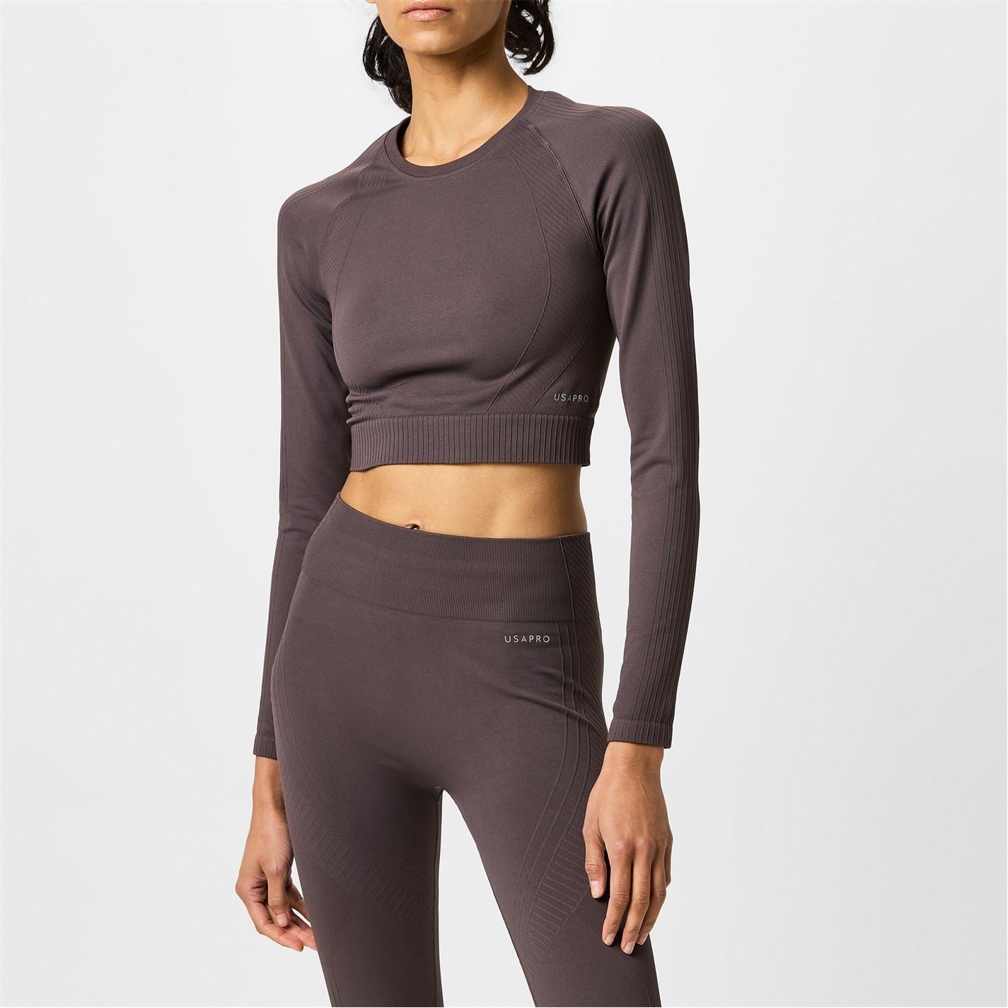 USA Pro Womens Long Sleeve Seamless Crop Top