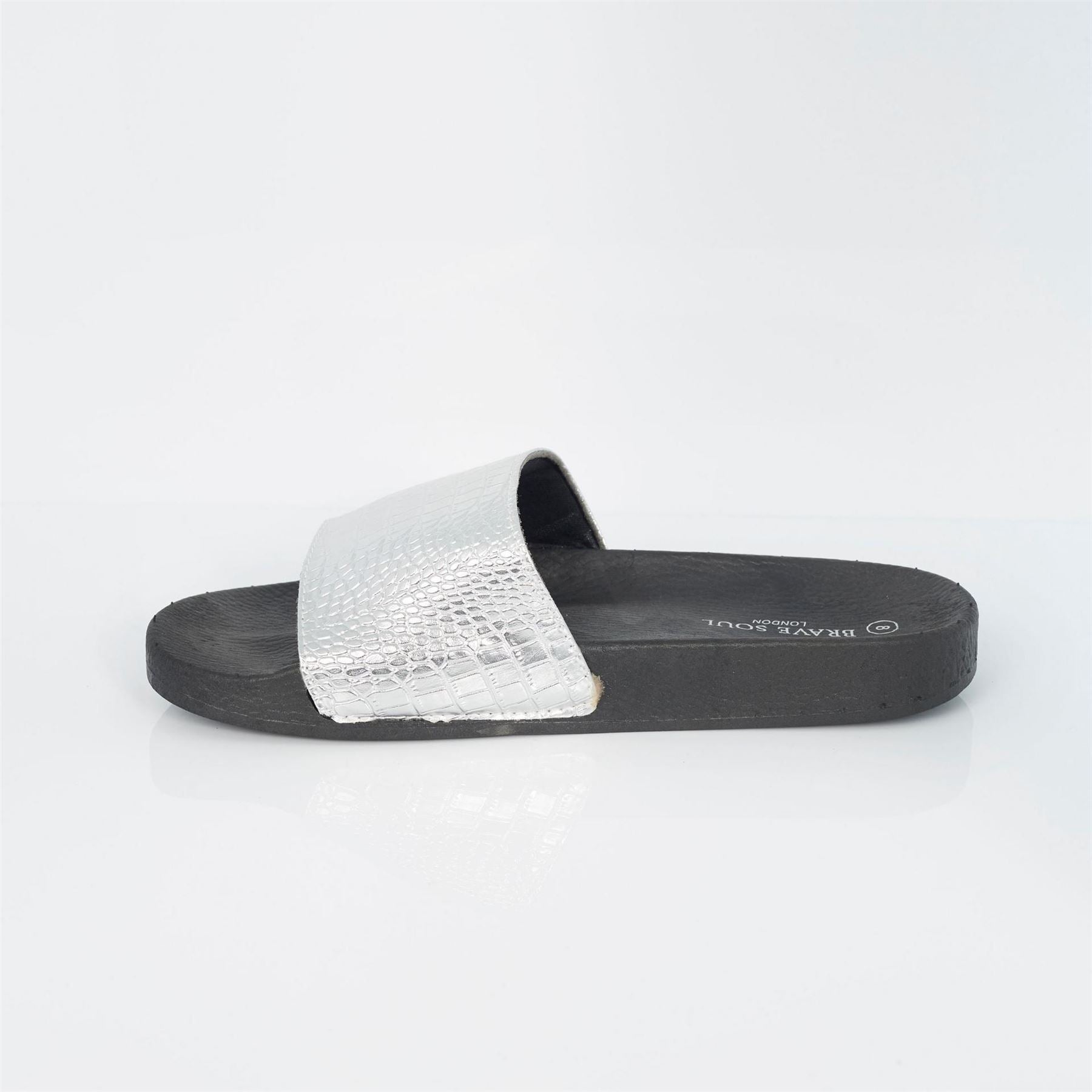 Brave Soul Mens Metallic Crocodile Strap Slider