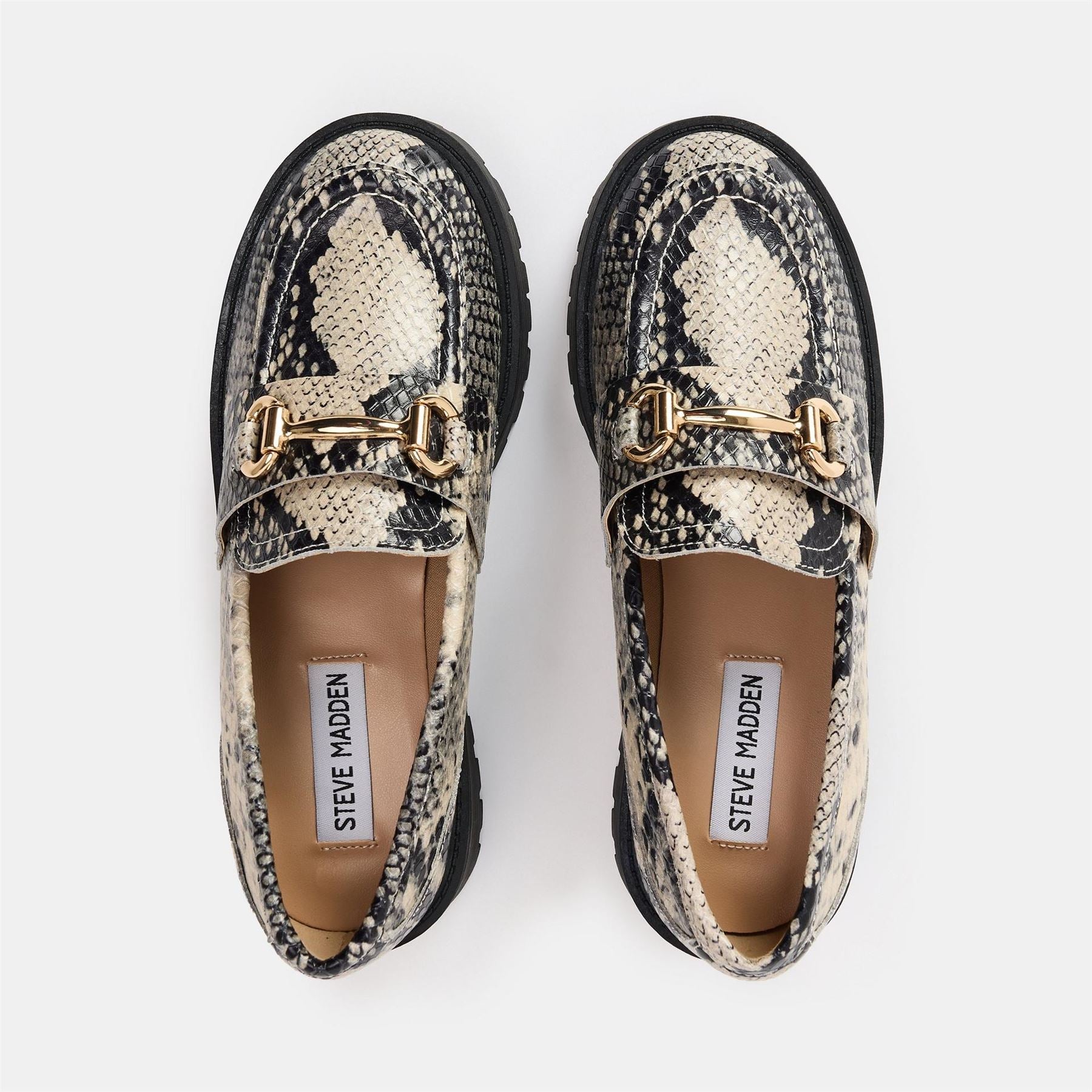 Steve Madden Lando Snake Patterned Lug Sole Loafers