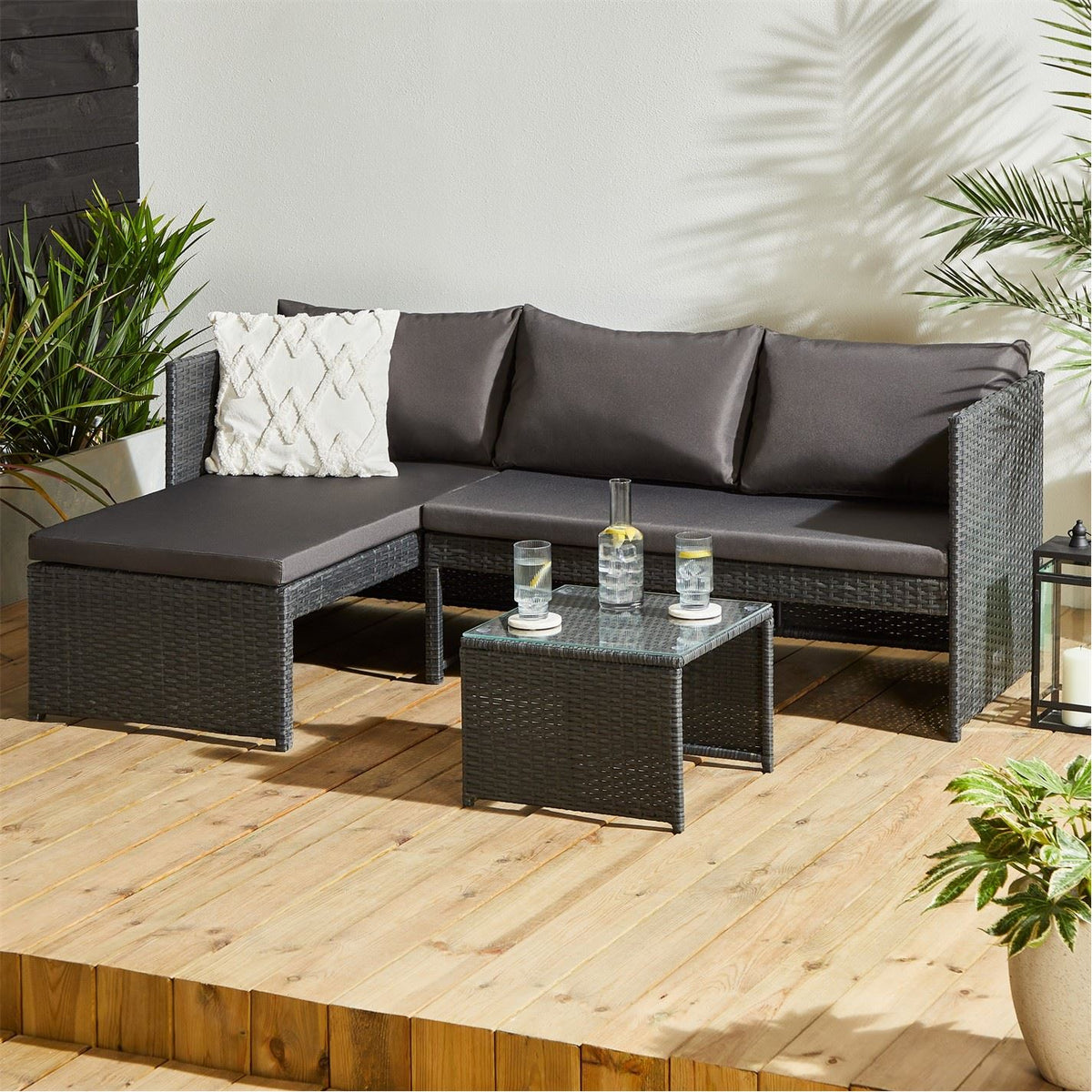Studio Kauai Corner Rattan Chaise Sofa Set