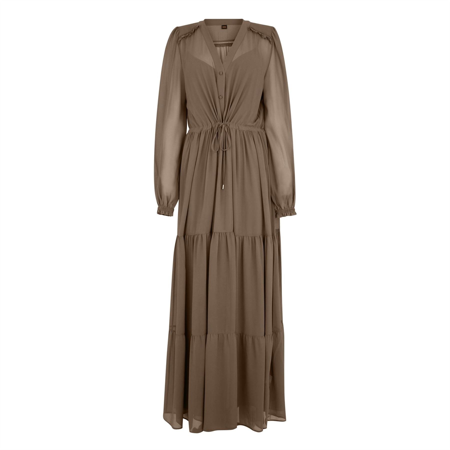 Boss Tie Waist V-Neck Maxi Dress