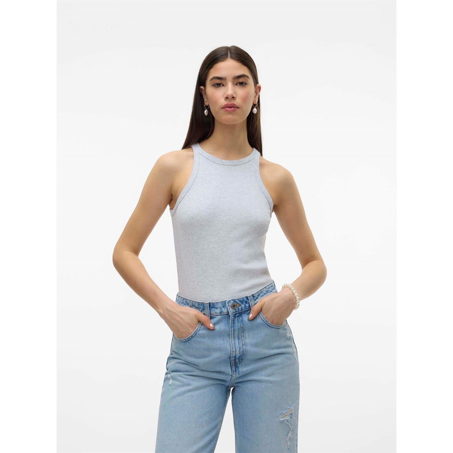 Vero Moda Box Tank Crew Neck Sleeveless Top