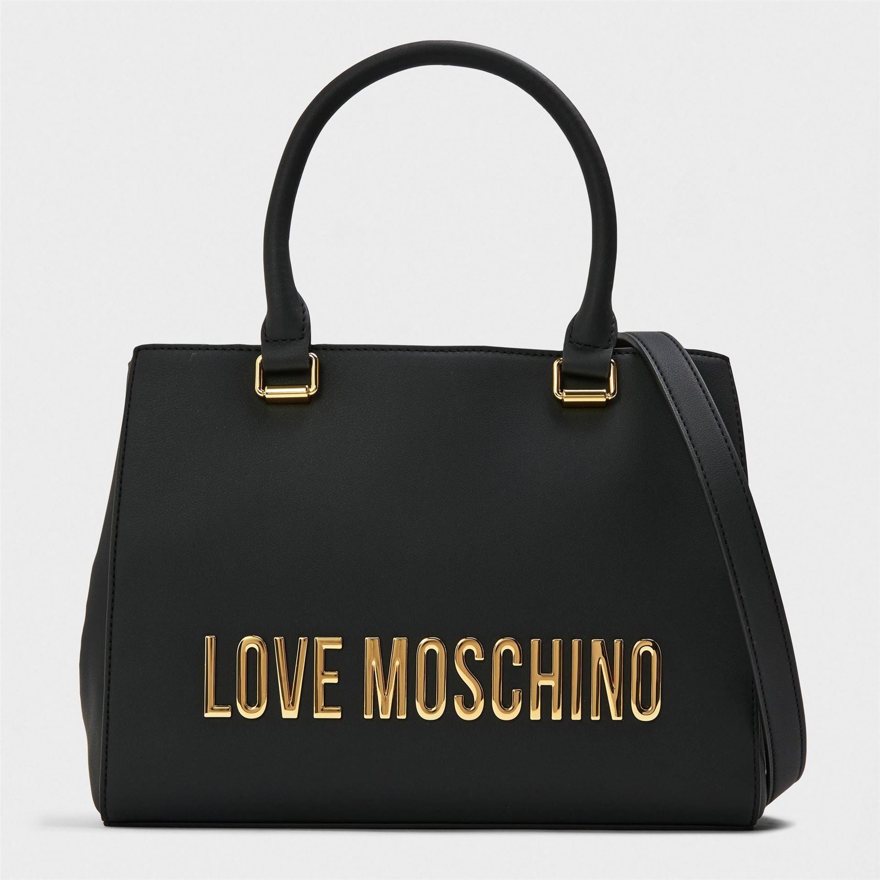 Love Moschino Bold Love Trapezoid Tote with Gold Tone Hardware