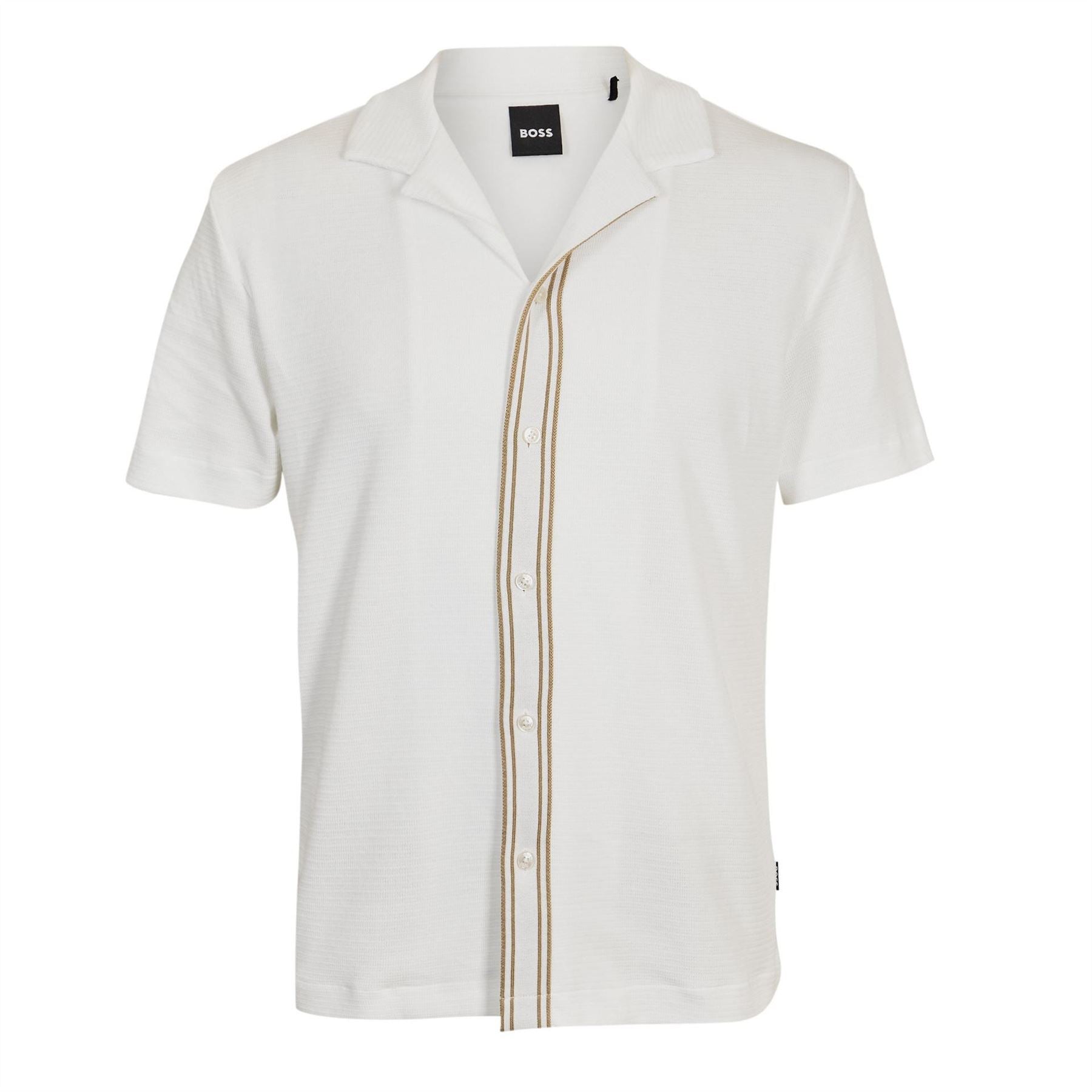 Boss Black Pasini Short Sleeve Collared Shirt With Contrast Trim
