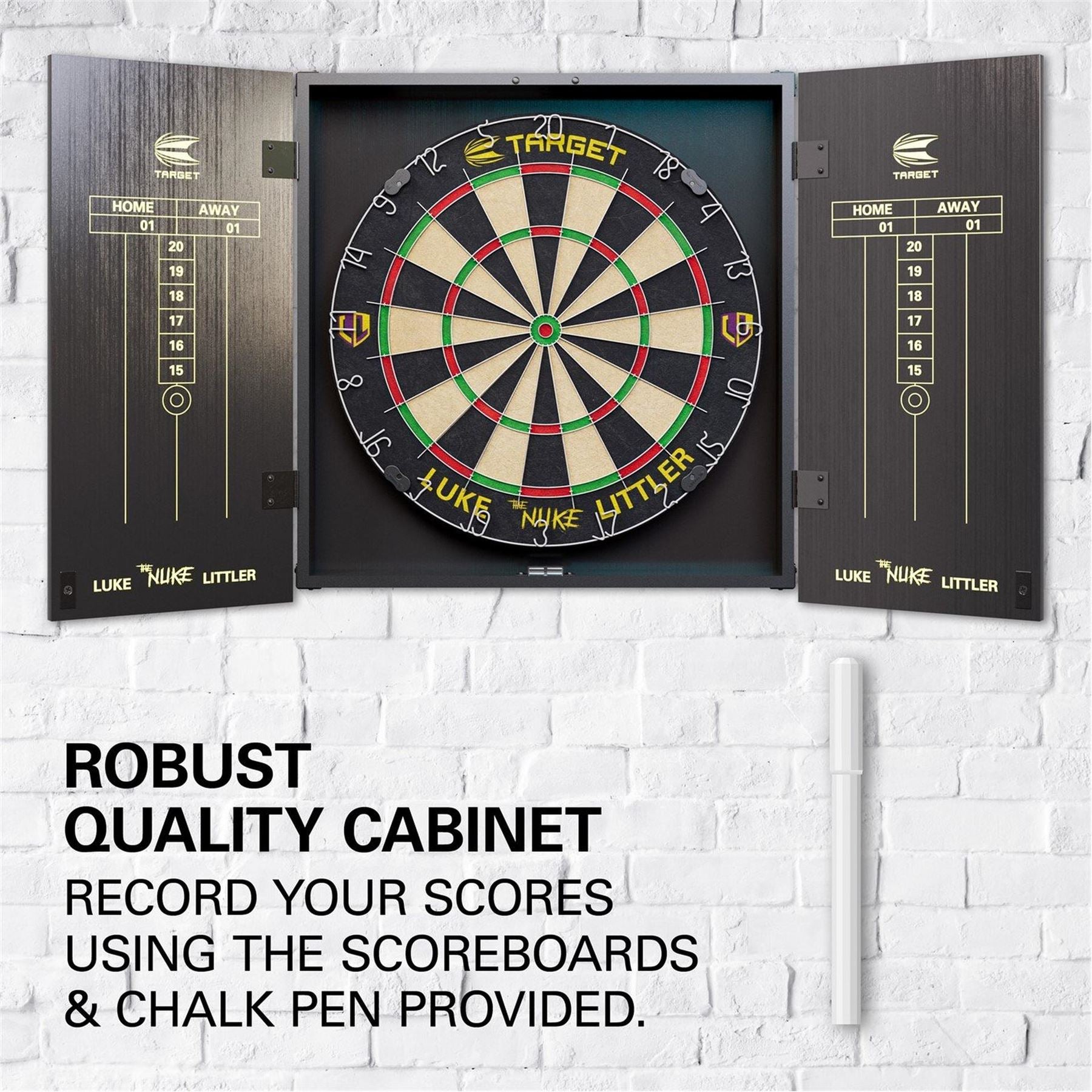 Target Darts Luke Littler Dartboard Cabinet Set