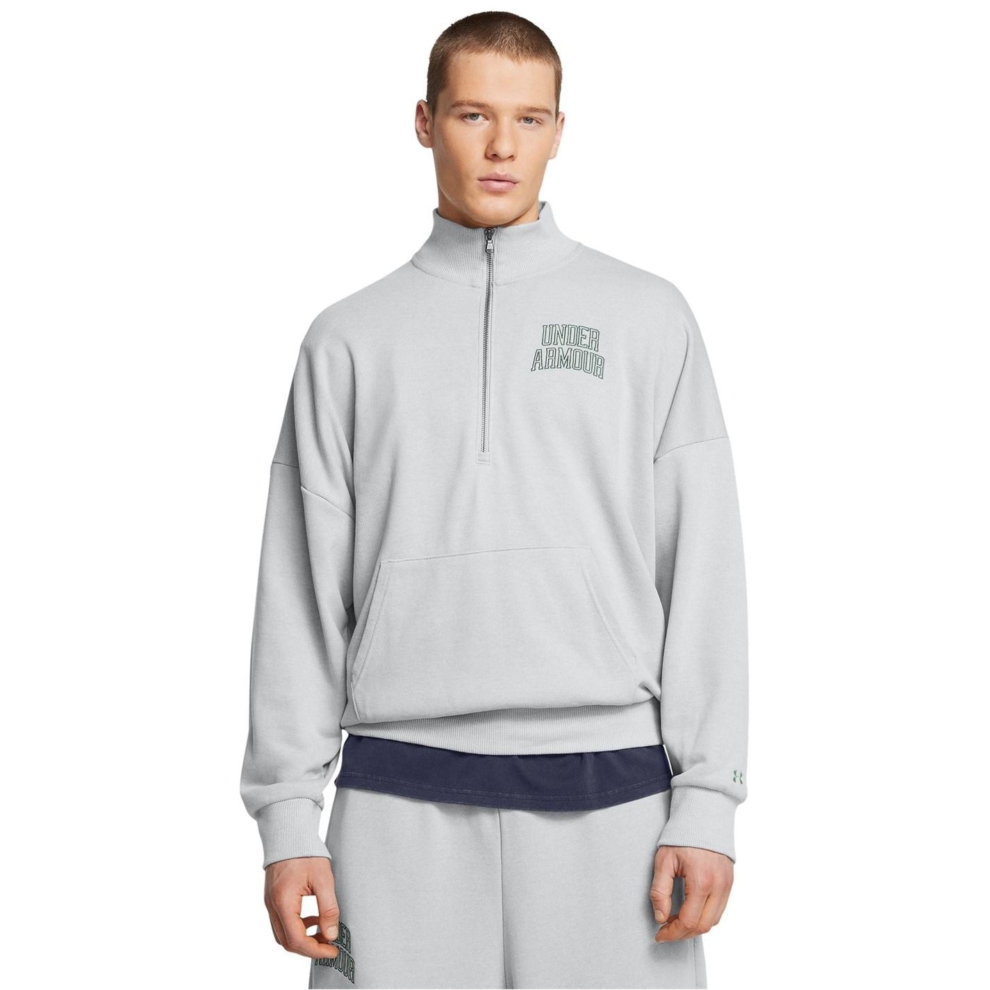 Under Armour Icon Zip Neck Ribbed Collar Long Sleeve Sweatshirt