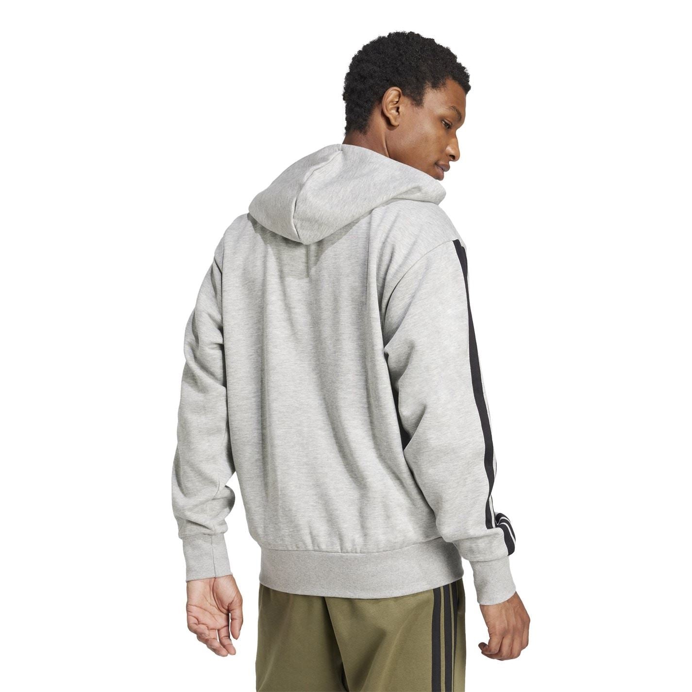 adidas Mens Essentials Fleece 3 Stripes Full Zip Hoodie